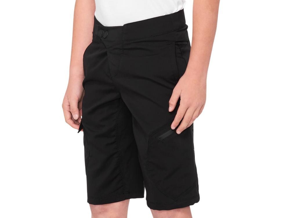 100% Fahrradhose 100% Ridecamp Youth Short 24" black - vielseitige MTB-Short für junge