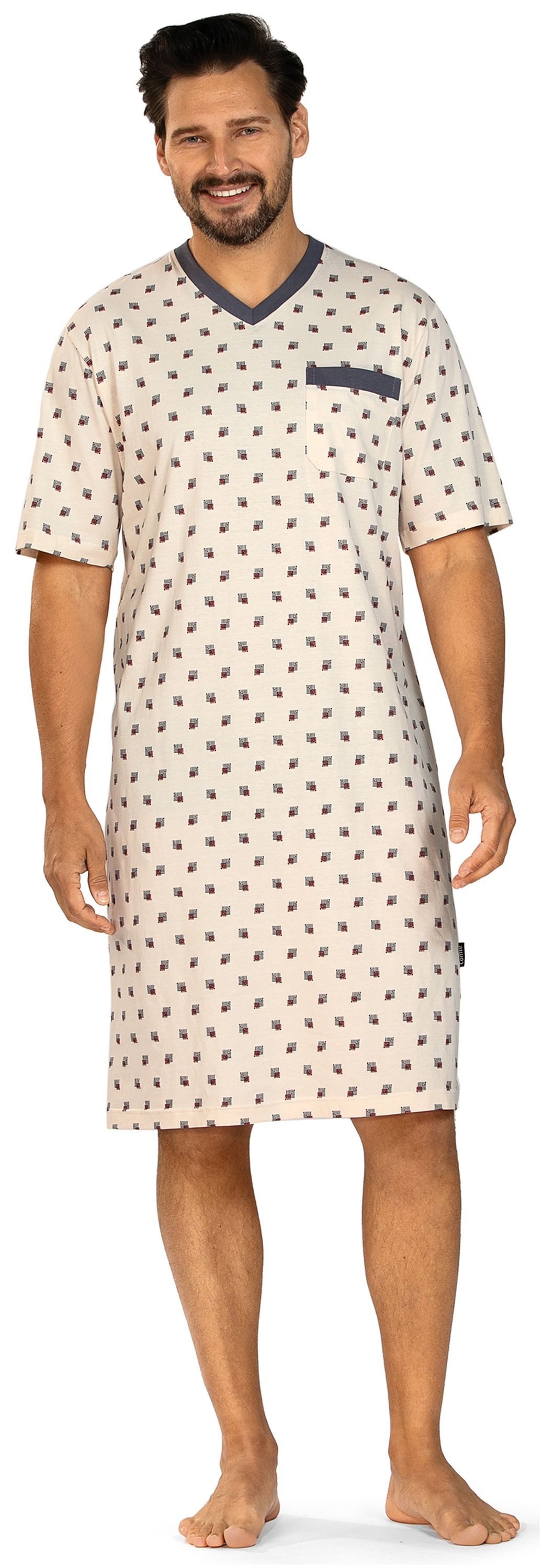 Comte Nachthemd Lunar Lounge (Packung, 1-tlg., 1-teilig) Herren Schlafanzug Schlafshirt Kurzarm große Größen