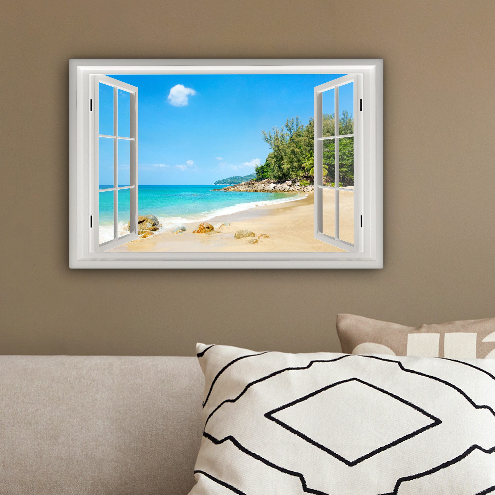 OneMillionCanvasses® Leinwandbild Aussicht - Wasser - Strand, Fotodruck (1 St), Leinwand Bilder Klein, Wand Dekoration Aesthetic 30x20 cm – Bild 4 von 5