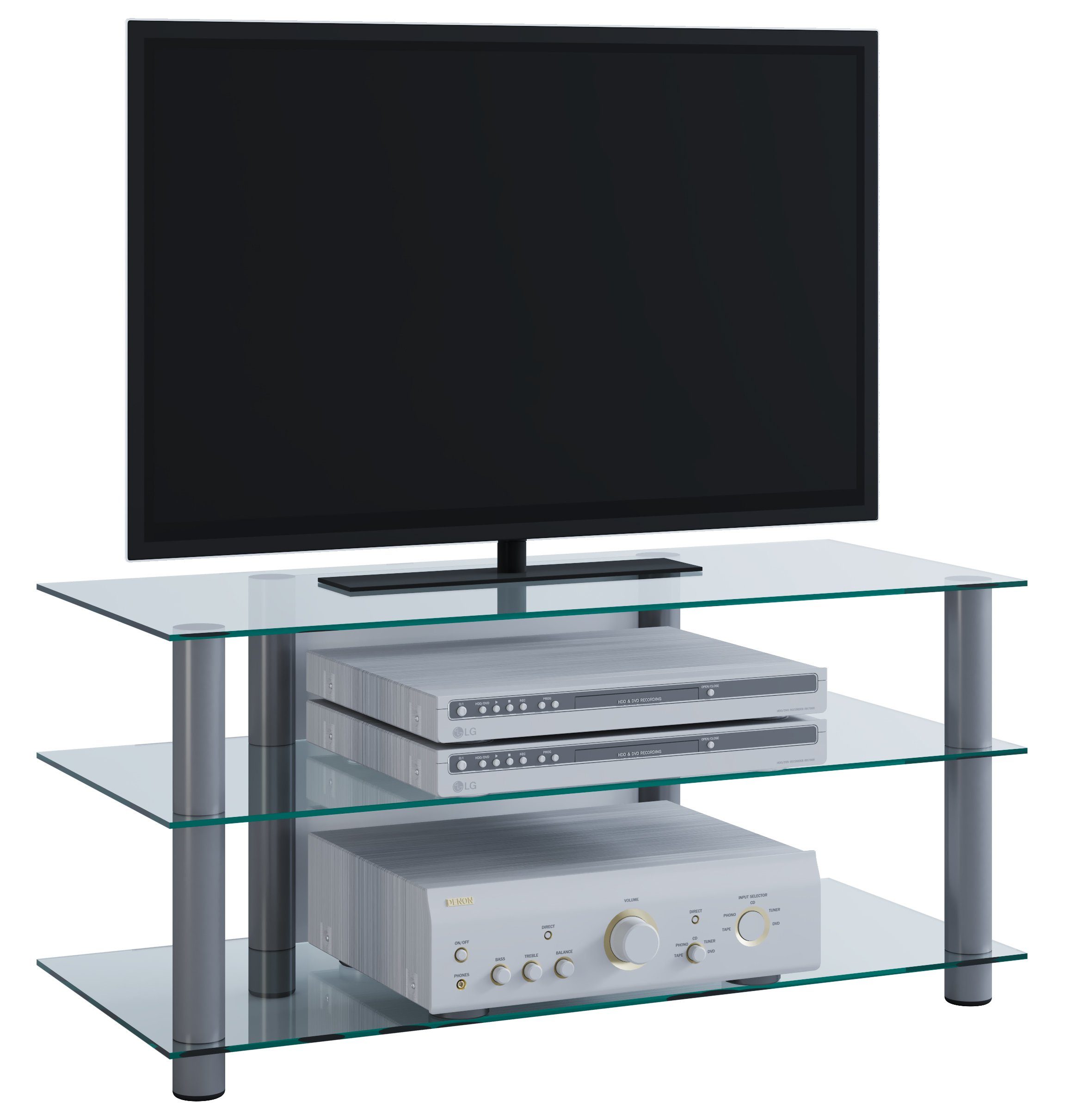 VCM TV-Board TV Möbel Sideboard Fernseh Rack Alu Glas Netasa, Lowboard