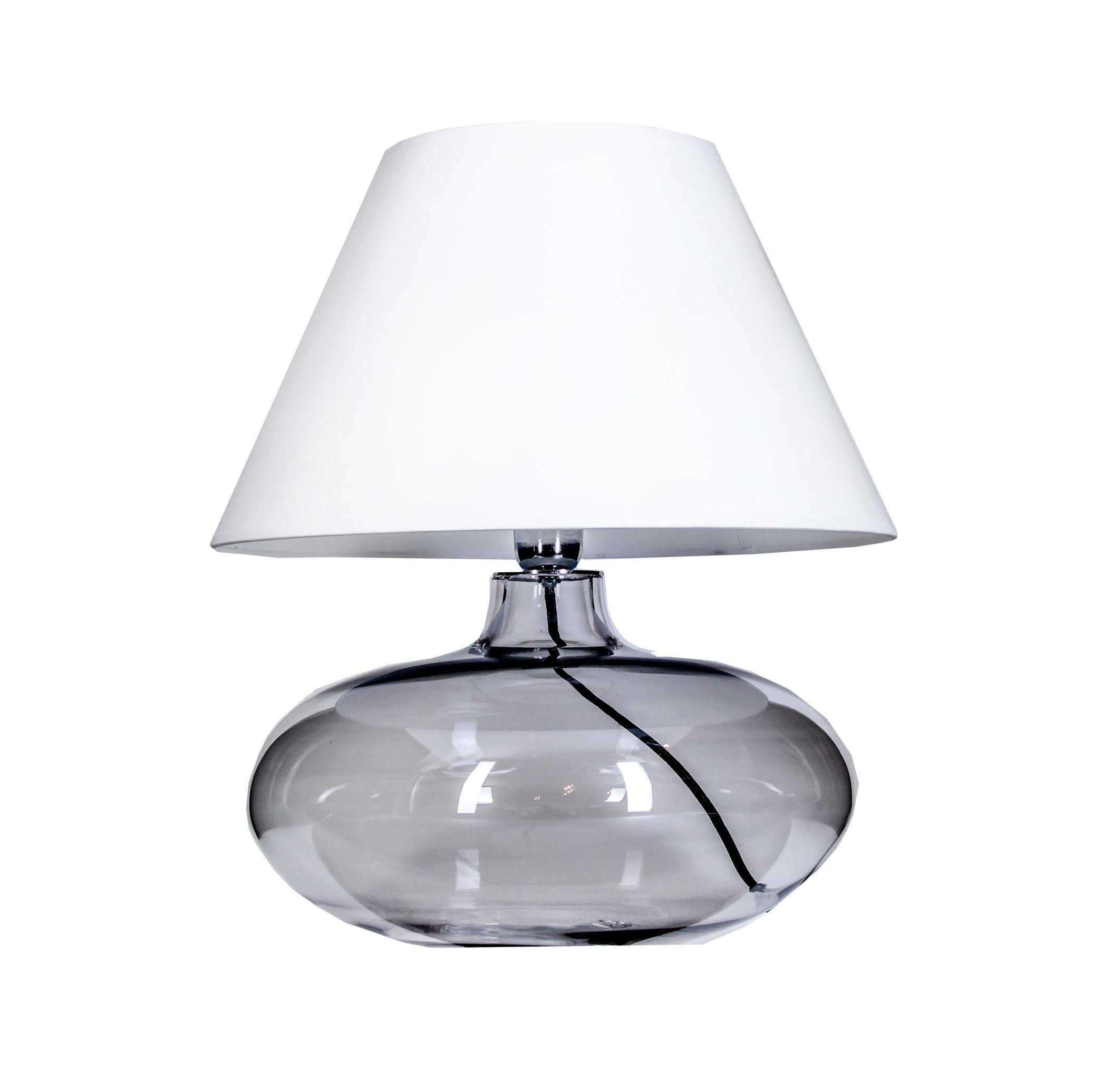 Signature Home Collection Tischleuchte Tischlampe Glas grau durchsichtig mit Лампыschirm weiß, ohne Leuchtmittel, warmweiß, Tischlame aus mundgeblasenem Glas durchscheinend anthrazith