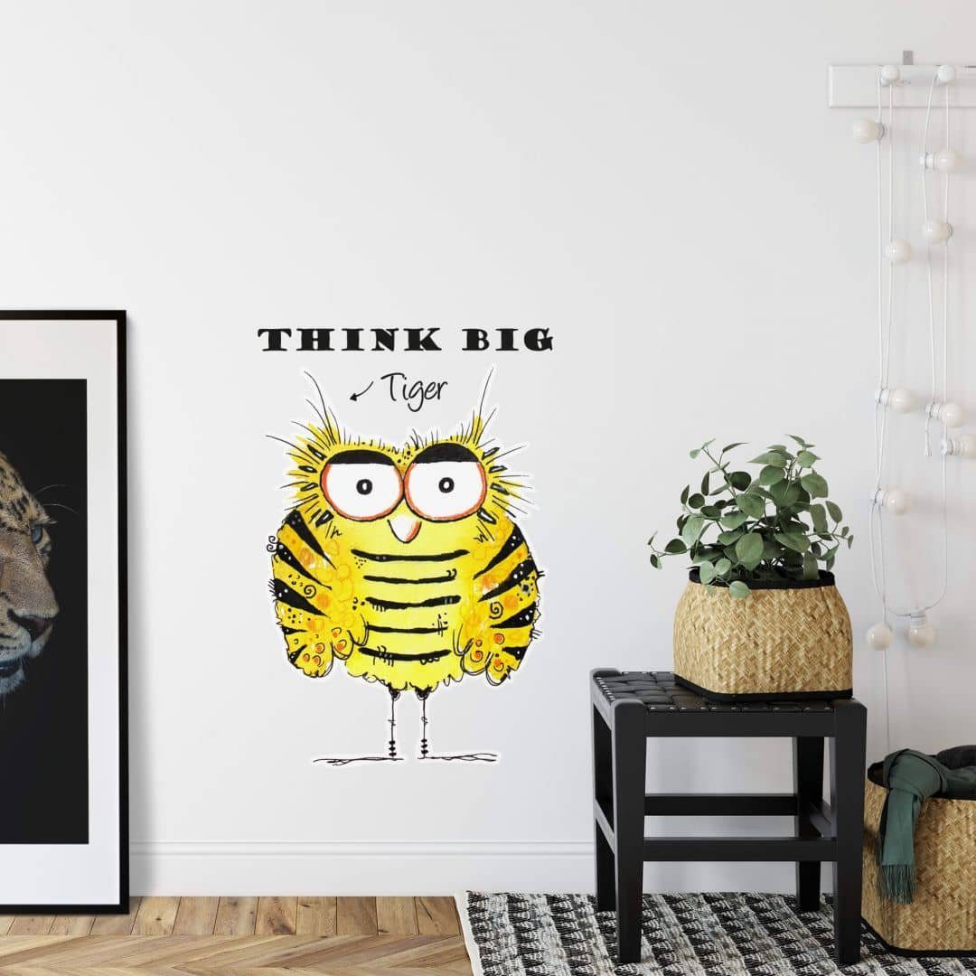 K&L Wall Art Wandtattoo Wandtattoo Hagenmeyer Wohnzimmer Think Big Tigereule Tigerente, Lustige Wandsticker für Flur und Büro, hergestellt in Berlin