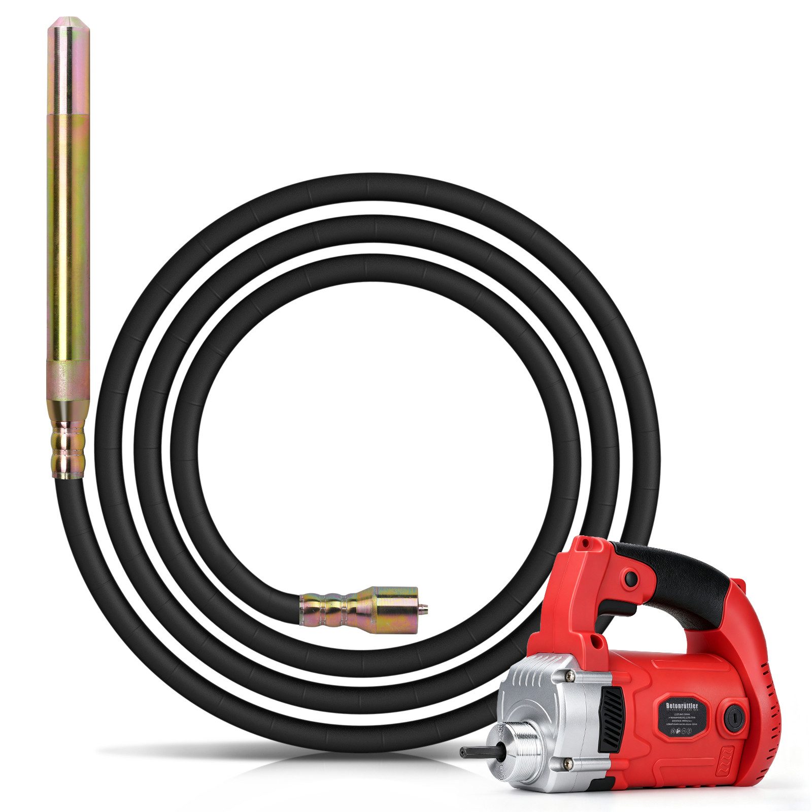 XERSEK Innenrüttler 2800W Betonrüttler Flaschenrüttler Betonverdichter Beton Rüttelflasche, 2800 in W, Schlauchlänge: 400 in cm, (38 mm, 6800 U/min, Kupfermotor), für Betonbauanlässe