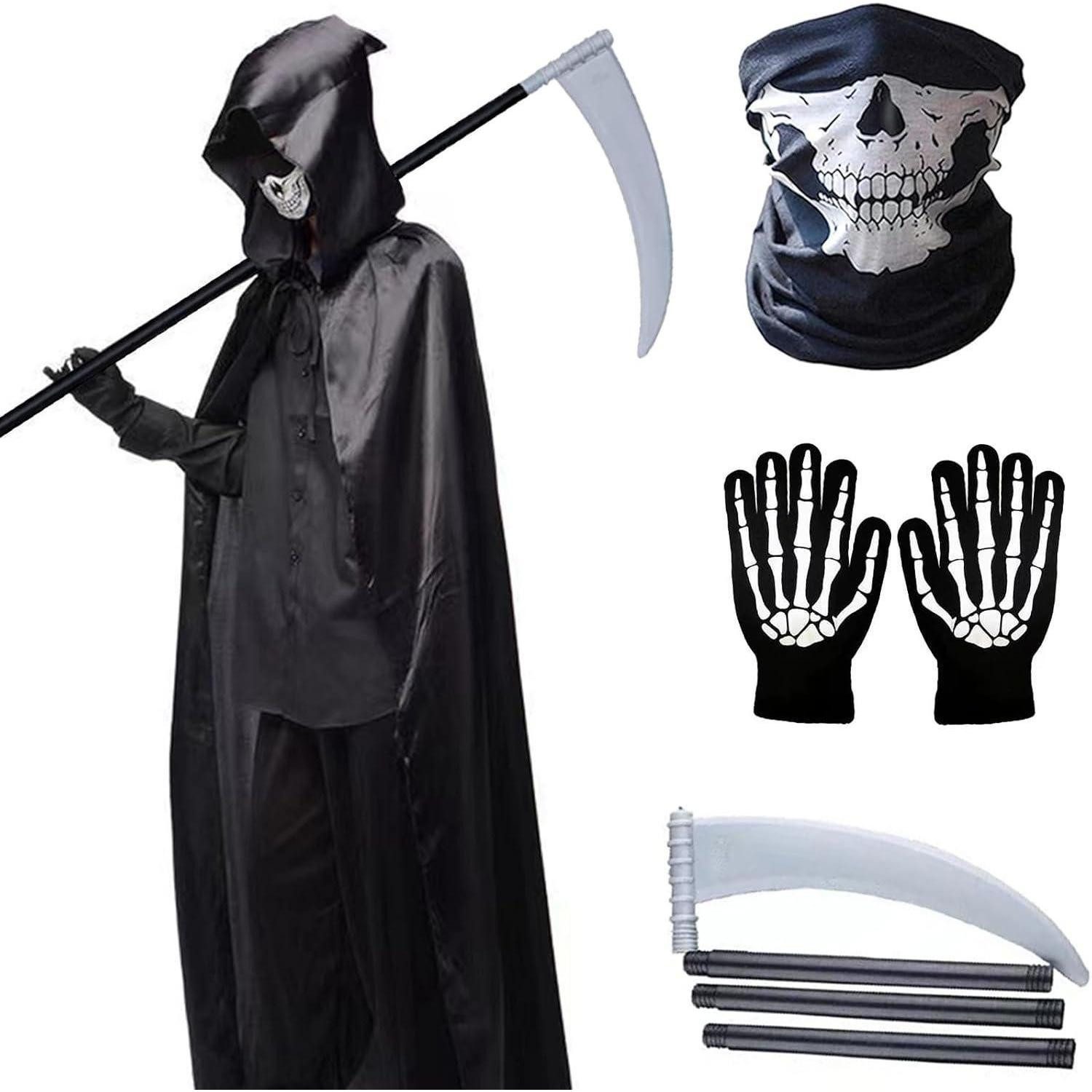 LuxusKollektion Monster-Kostüm Sensenmann Kostüm Herren 4er Set Umhang Sense Schädelmaske S