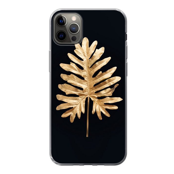 MuchoWow Handyhülle Blätter - Herbst - Gold - Schwarz - Natur - Luxus Handyhülle Apple iPhone 12 Pro Max Smartphone-Bumper Print Handy