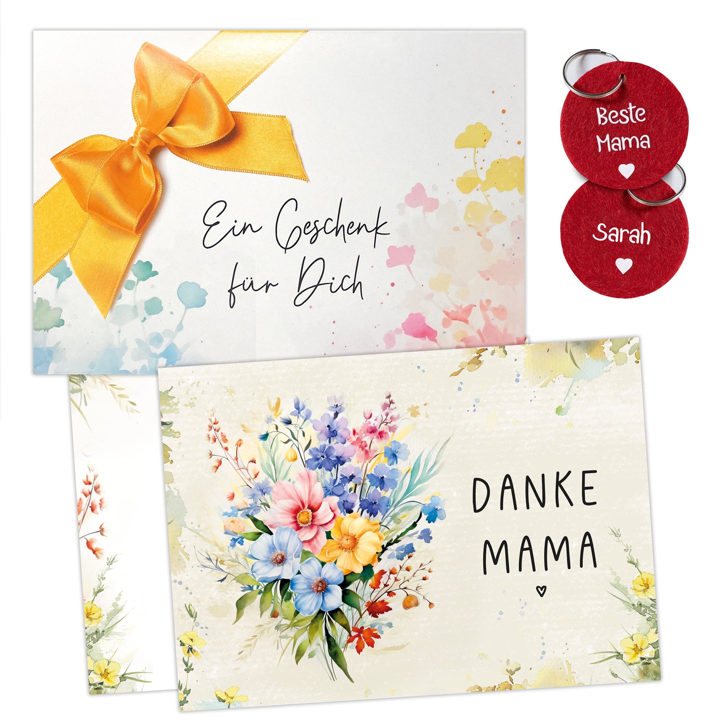 TOBJA Grußkarte Mama Dankeschön Geschenk Personalisiert, Danke Karte Schlüsselanhänger Muttertag
