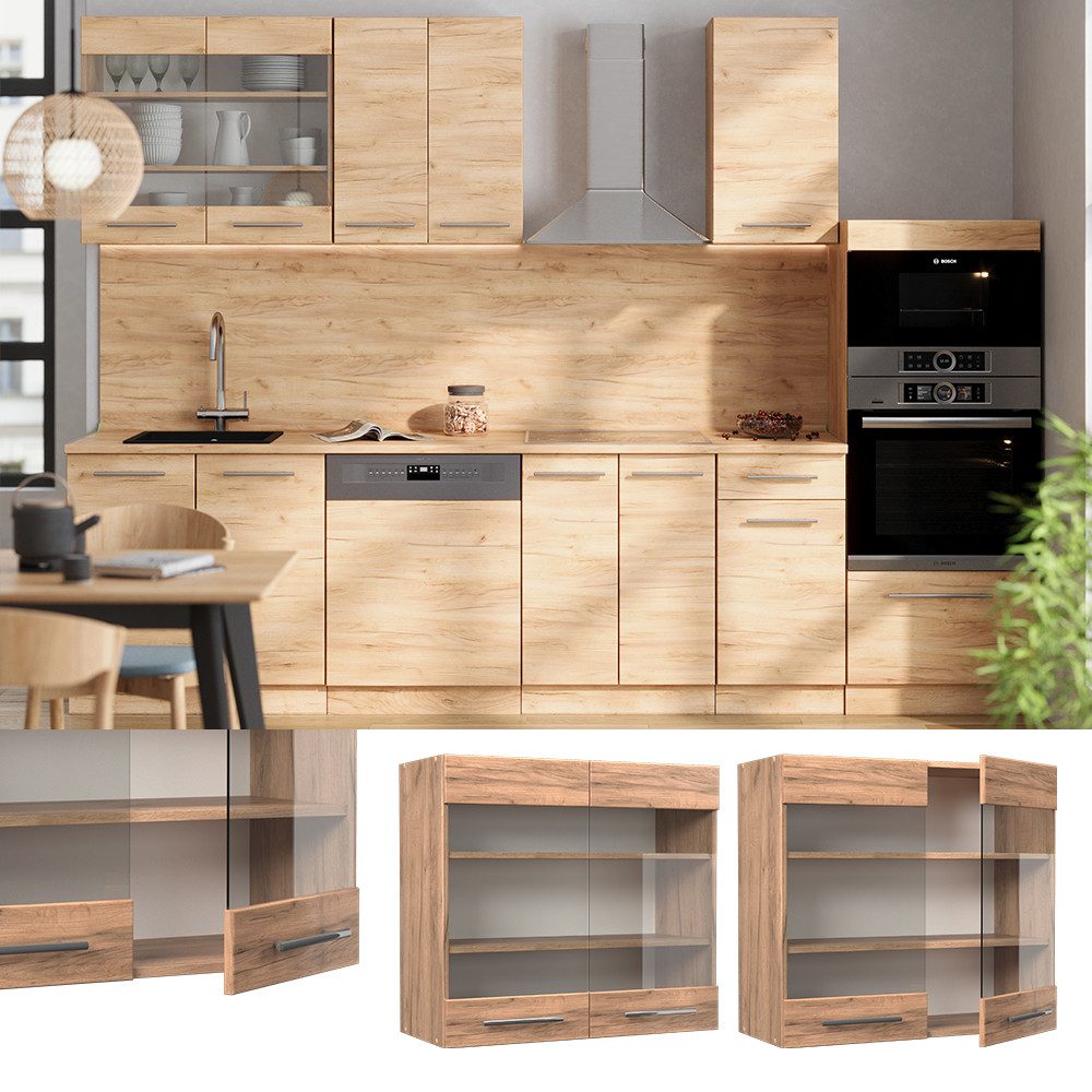 Vicco Glashängeschrank Fame-Line, Goldkraft Eiche/Goldkraft Eiche, günstig online kaufen