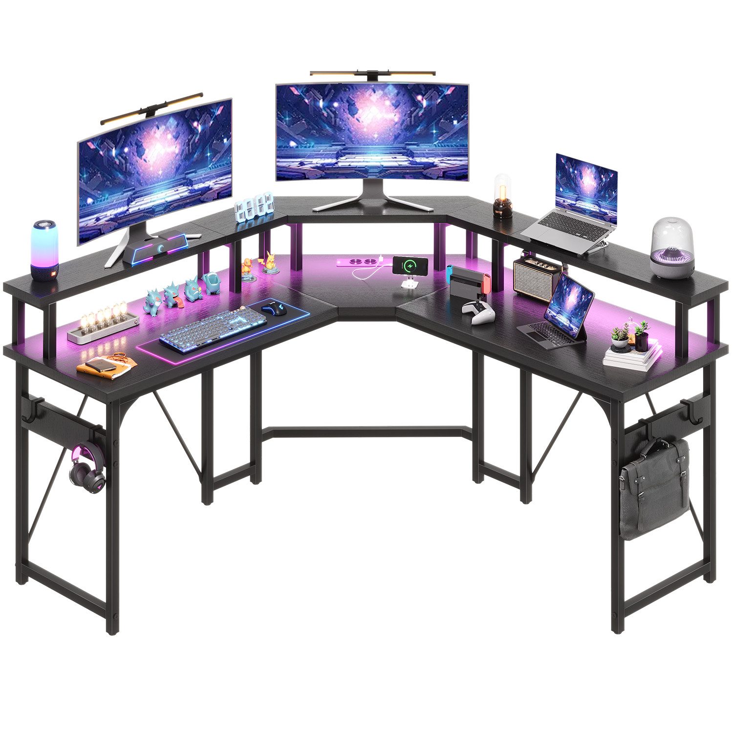 HOMALL Eckschreibtisch Gamingtisch mit LED,Computertisch mit günstig online kaufen