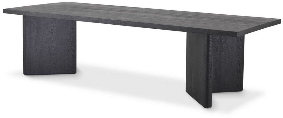 Casa Padrino Esstisch Luxus Massivholz Esstisch Schwarz 280 x 110,5 x H. 76 cm - Rechteckiger Eichenholz Küchentisch - Luxus Massivholz Esszimmer Möbel