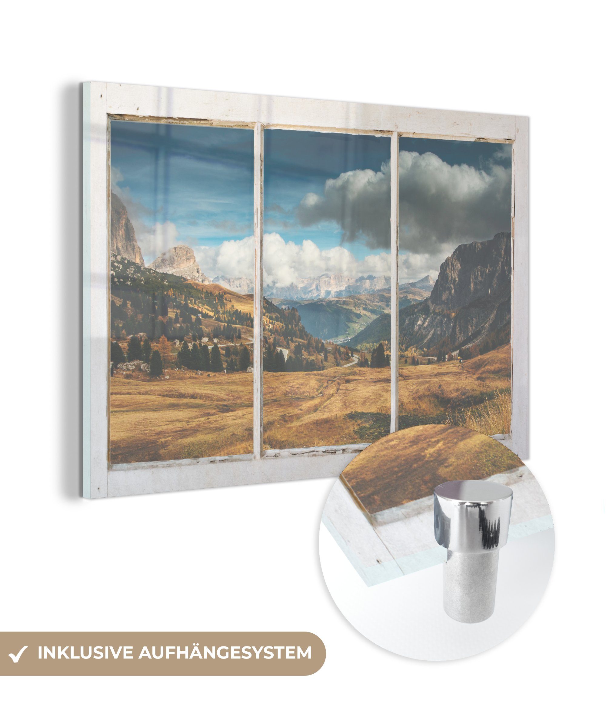 MuchoWow Acrylglasbild Aussicht - Landschaft - Hügel, (1 St), Glasbilder - Bilder auf Glas Wandbild - Foto auf Glas - Wanddekoration