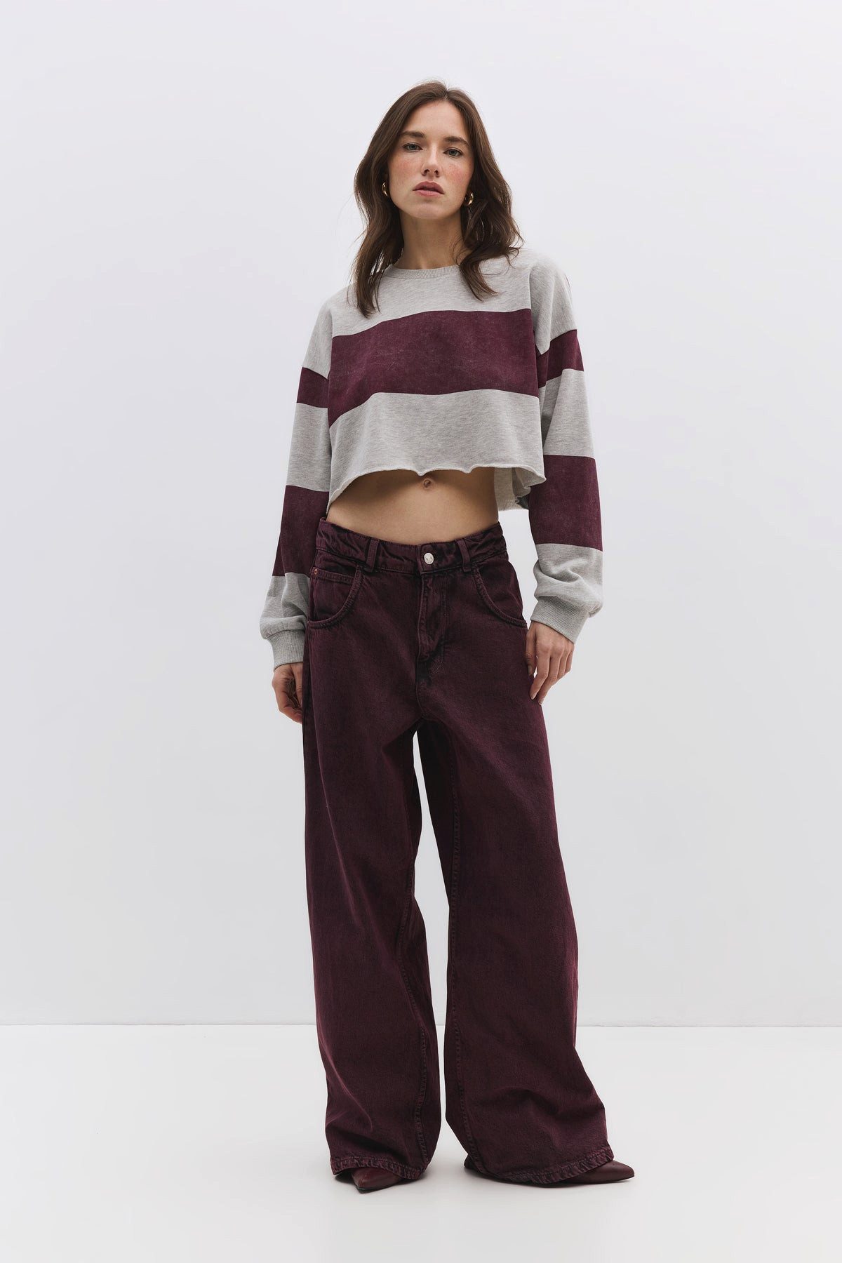 No Matter What Kapuzenpullover Gestreiftes Crop-Sweatshirt günstig online kaufen