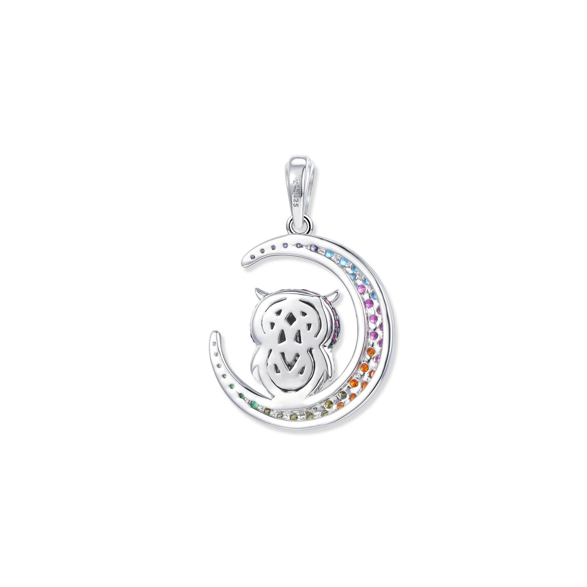 Seinerzeit FLORA & FAUNA Kettenanhänger Prisma Eulen Anhänger (1-tlg), Material: 925 Sterling Silber, rhodiniert, geschwärzt