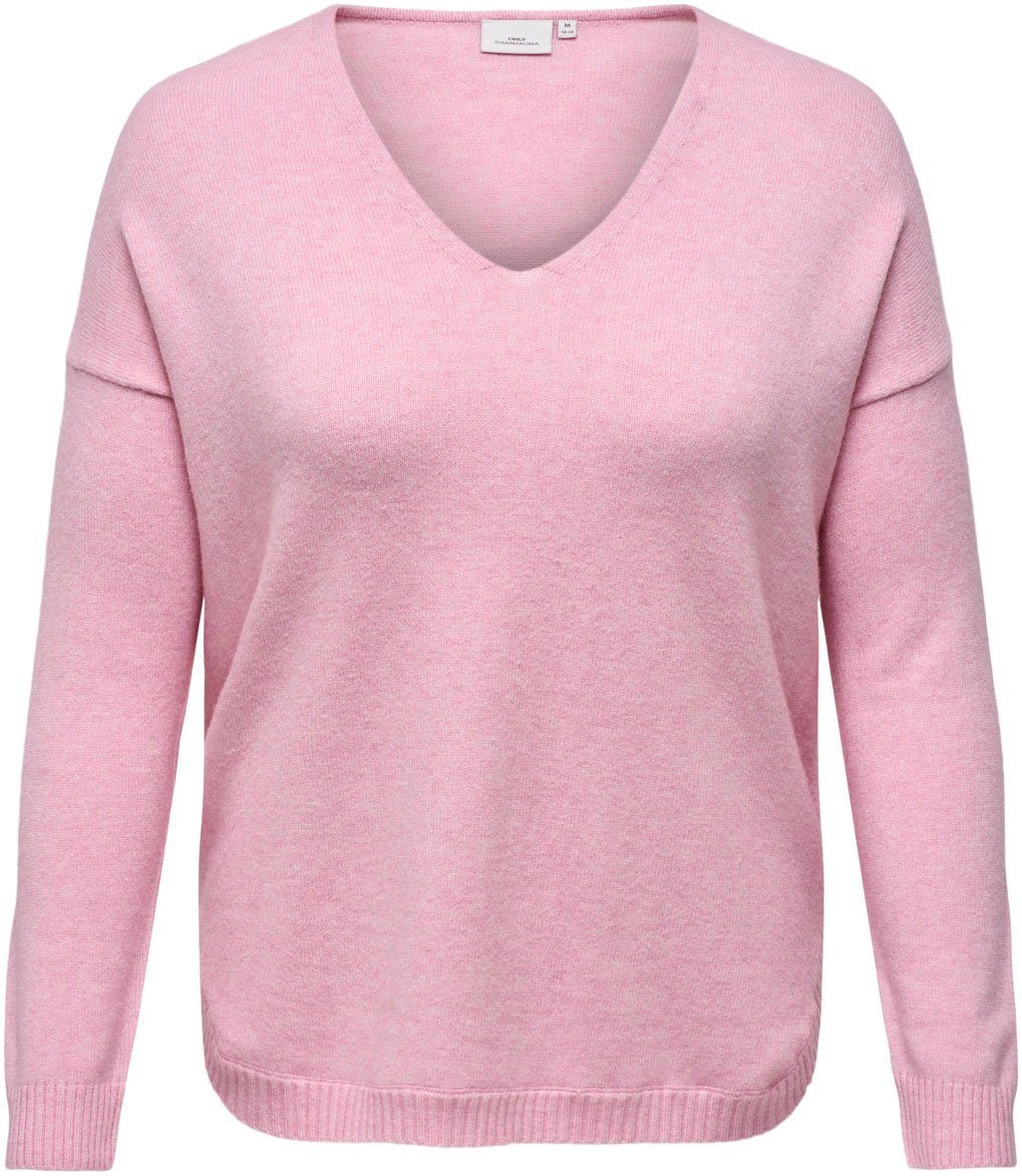 ONLY CARMAKOMA V-Ausschnitt-Pullover CARMARGARETA LS PULLOVER KNT NOOS