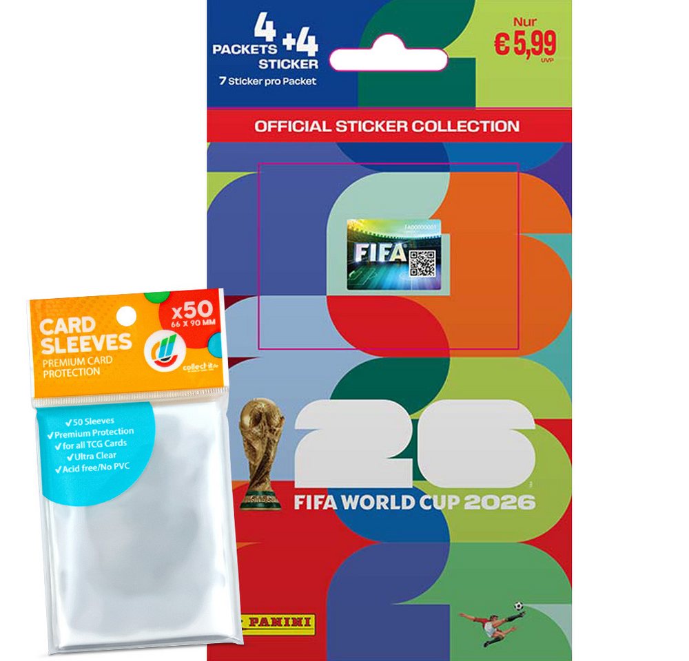 Panini Sammelkarte World Cup 2026 Sticker - 1 Mini Multipack+ exklusive collect-it Hüllen