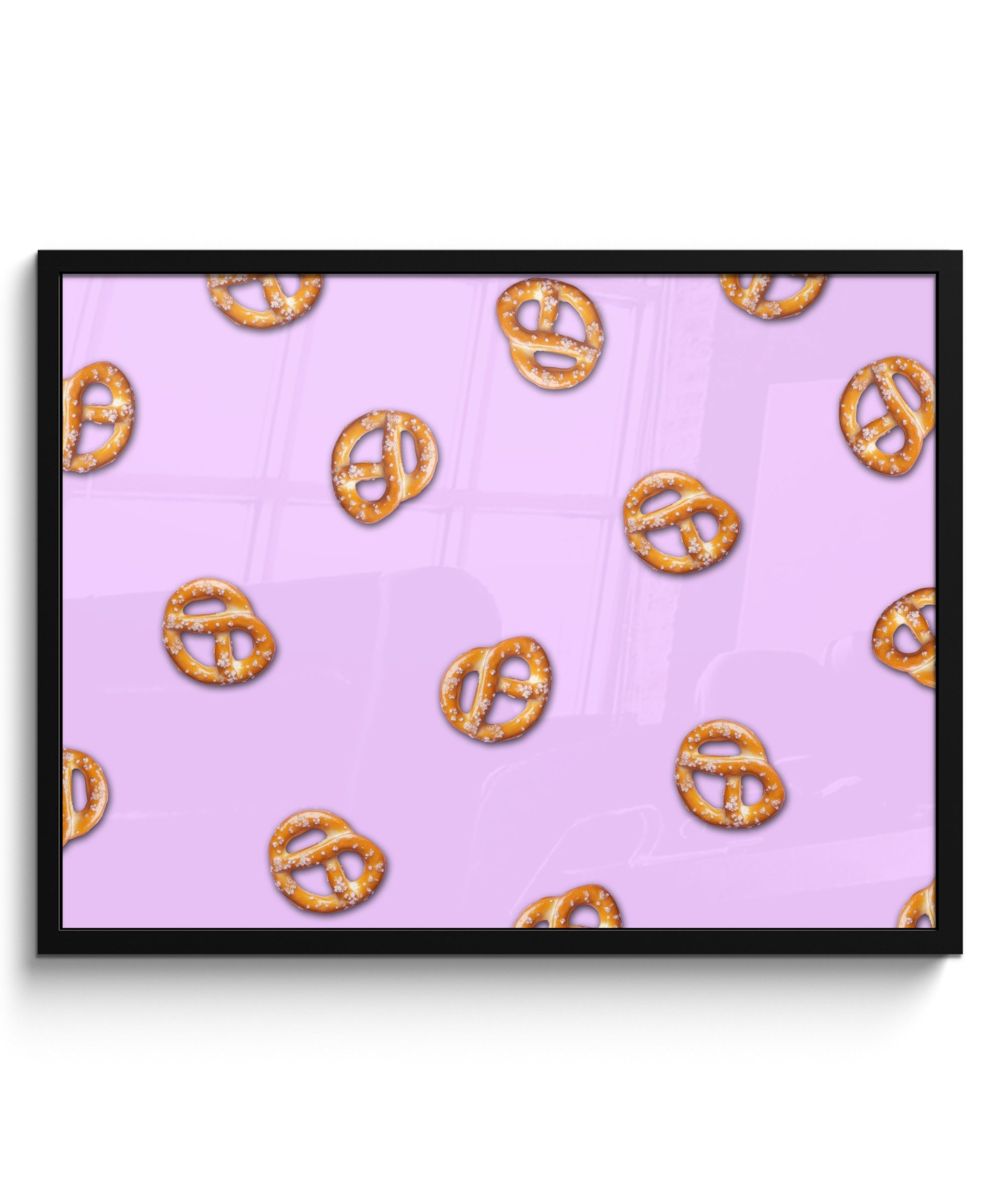 MuchoWow Poster Brezeln - Lebensmittel - Lila, (1 St), Bilderrahmen, Poster mit Rahmen, Wandbilder, 70x50 cm