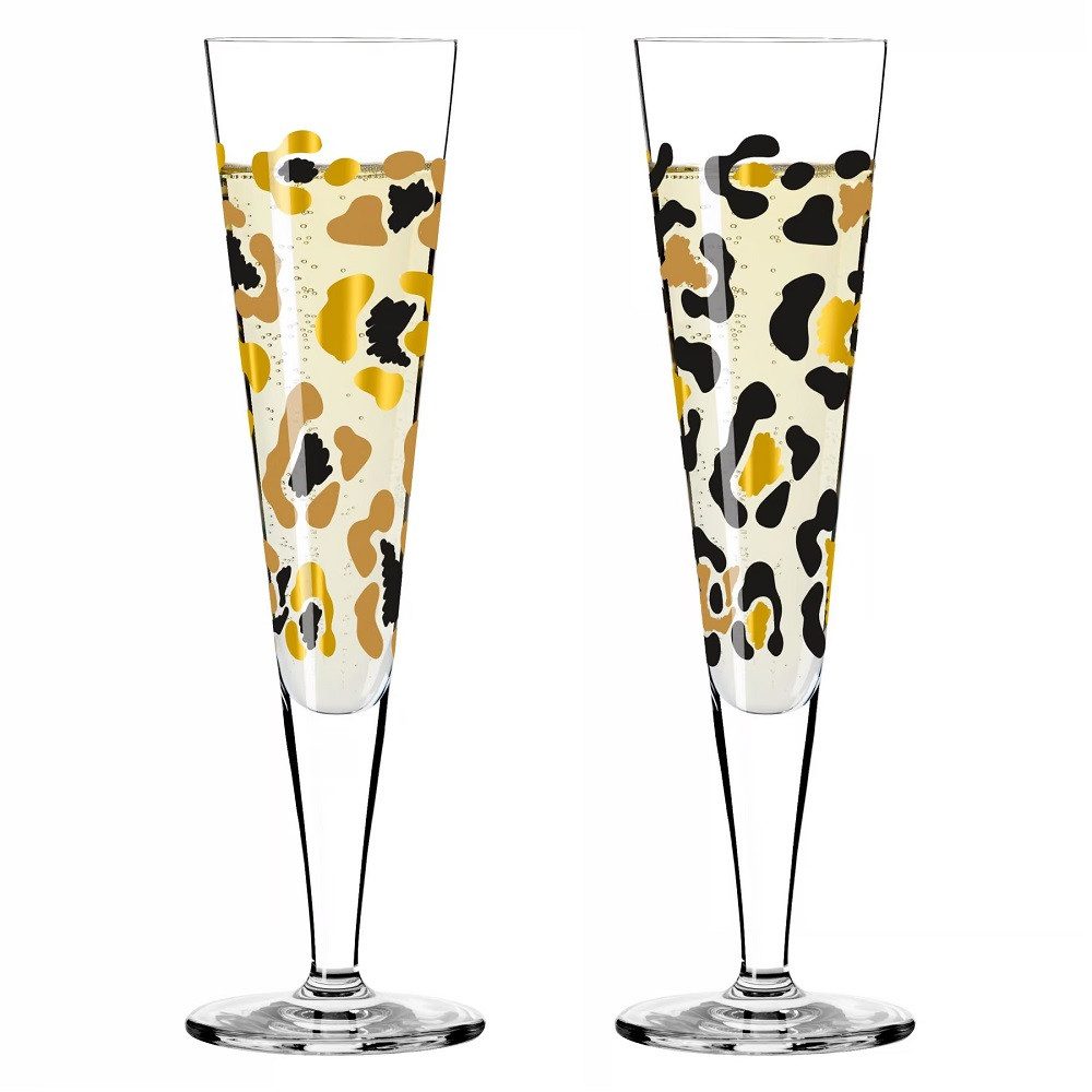 Ritzenhoff Sektglas Ritzenhoff Goldnacht Champus-Duett A. Vasconcelos H25 2er Set, Kristallglas
