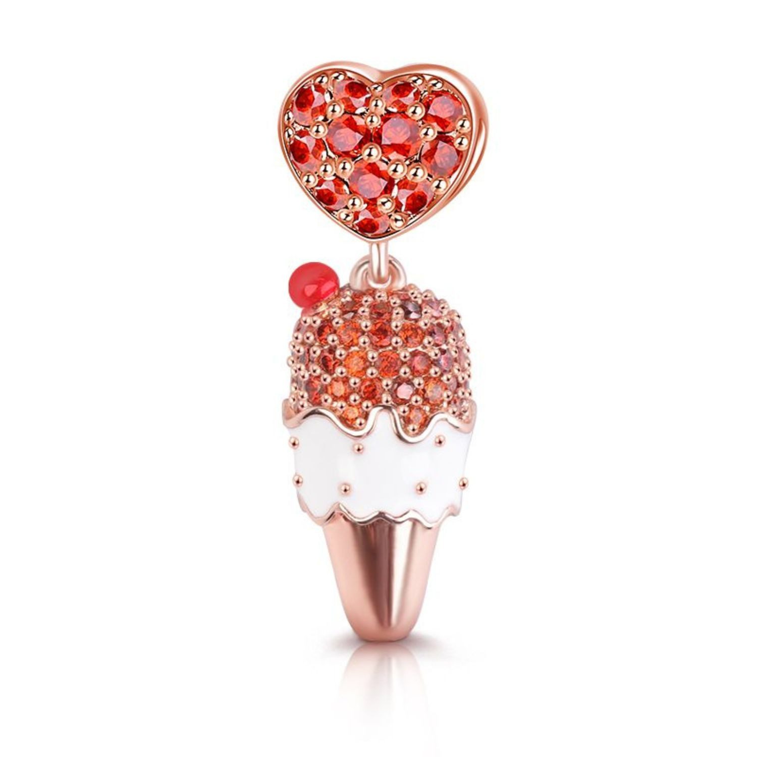 Gnoce Bead Gnoce Charm Anhänger Eiswaffel DMC011 Silber rosévergoldet