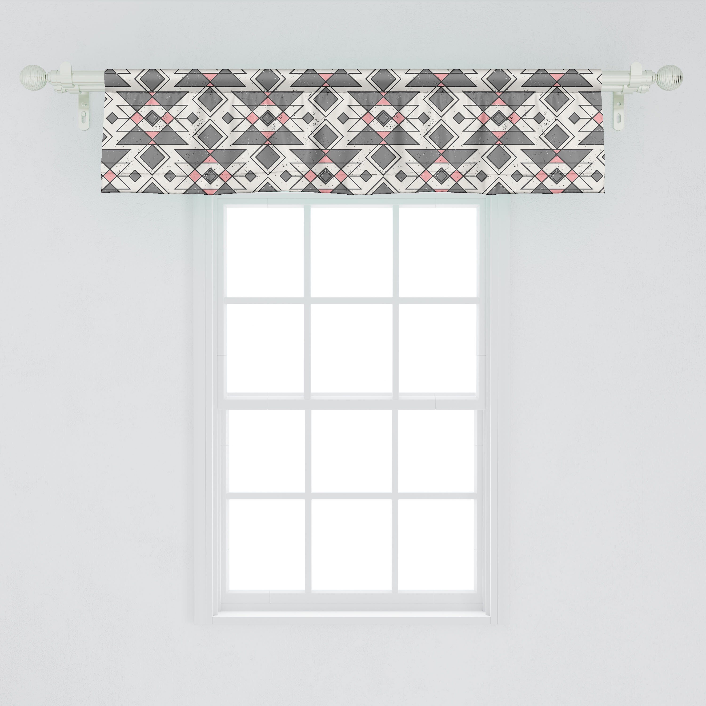 Vorhang für Stangentasche, Abakuhaus, Aztec Volant Küche Abstrakt Scheibengardine mit Microfaser, Geometrische Dekor Schlafzimmer Ethnic