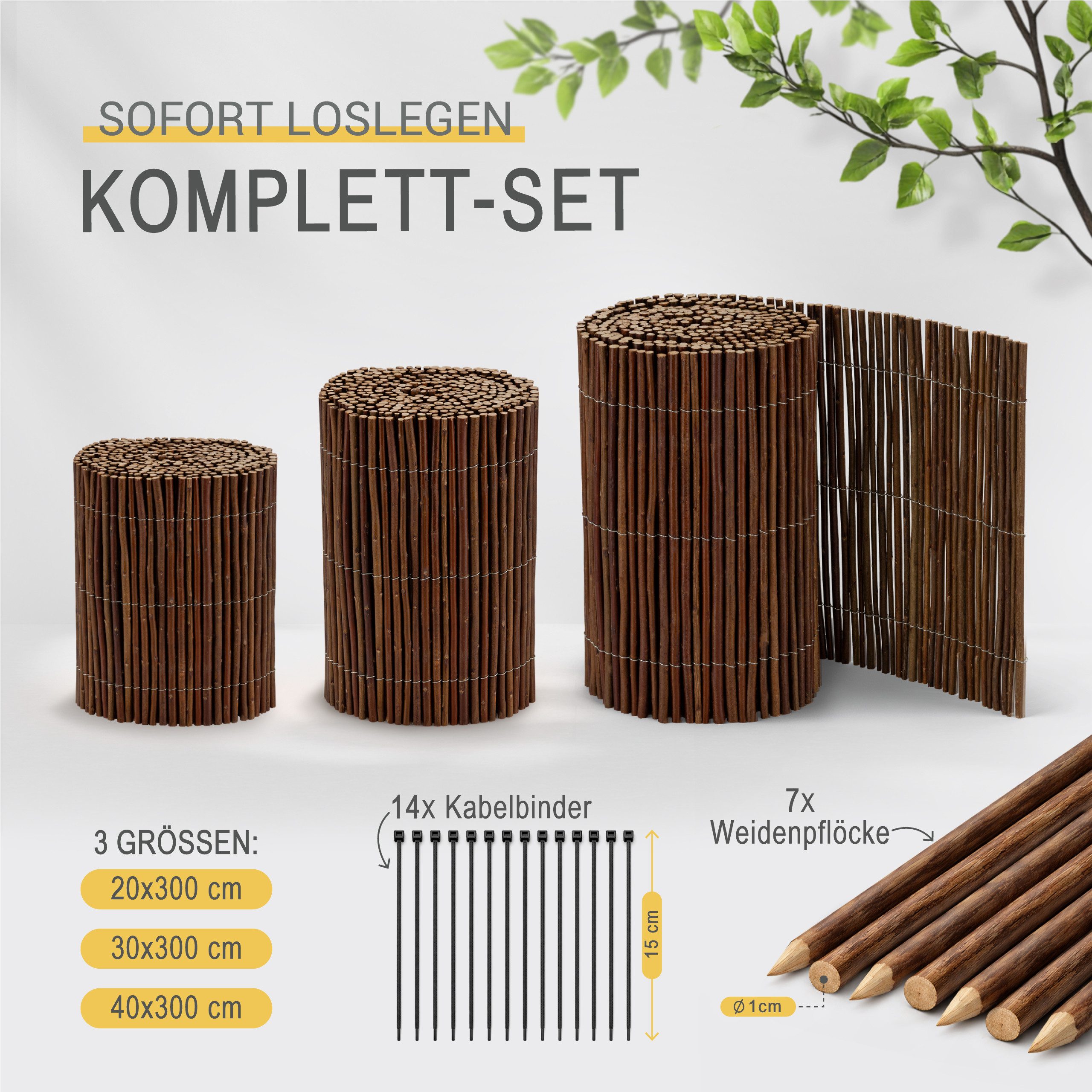 Sol Royal Beetbegrenzung Beeteinfassung SolVision WB79 Weide 20x300cm, Flexible Rasenkante Steckzaun Beetumrandung Holz Beetabgrenzung – Bild 5 von 5