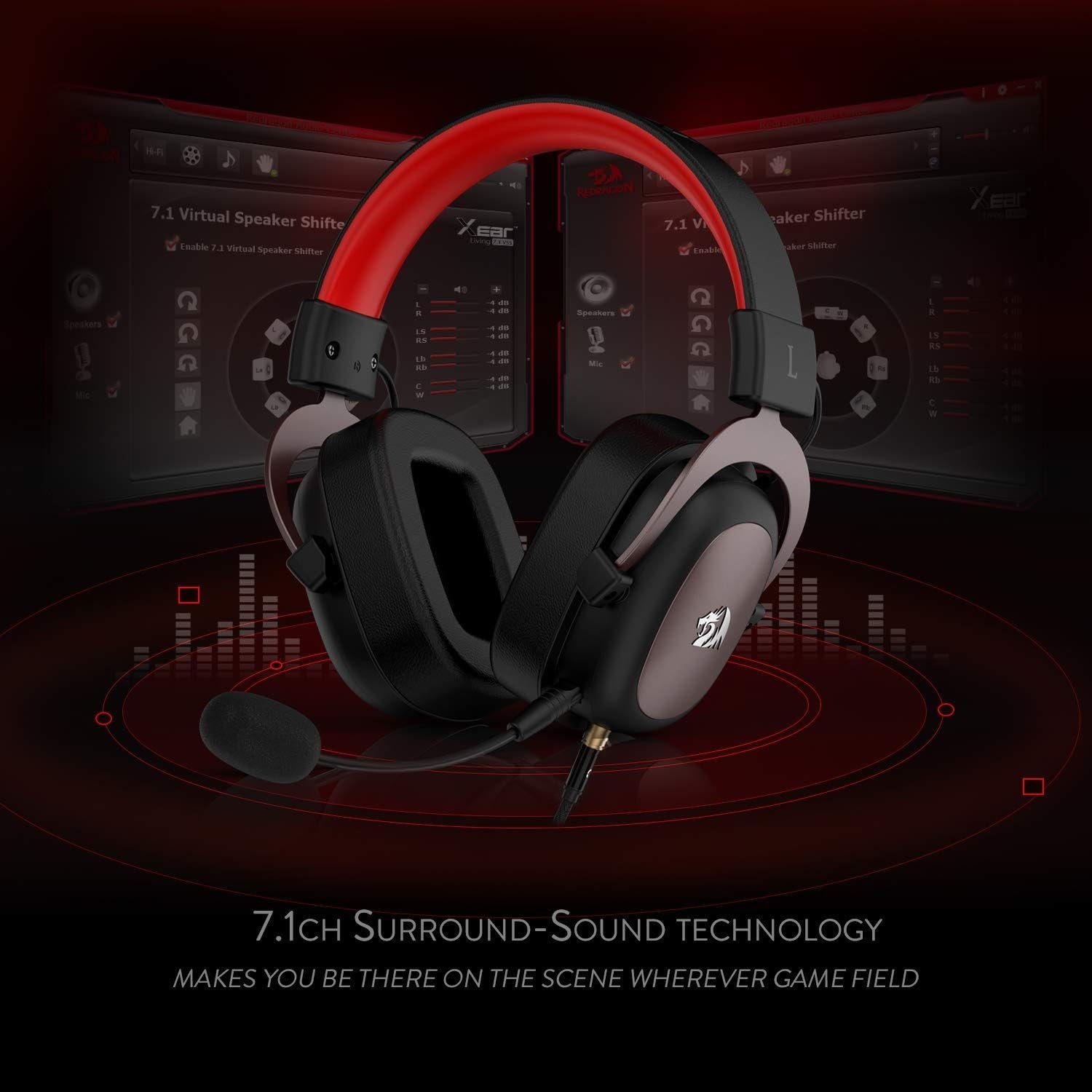 Kabelgebundene Gaming-Kopfhörer abnehmbarem Mikrofon, (Memory Redragon mit 1 Foam-Ohrpolster 53-mm-Treiber) 7.1-Surround-Sound Gaming-Headset