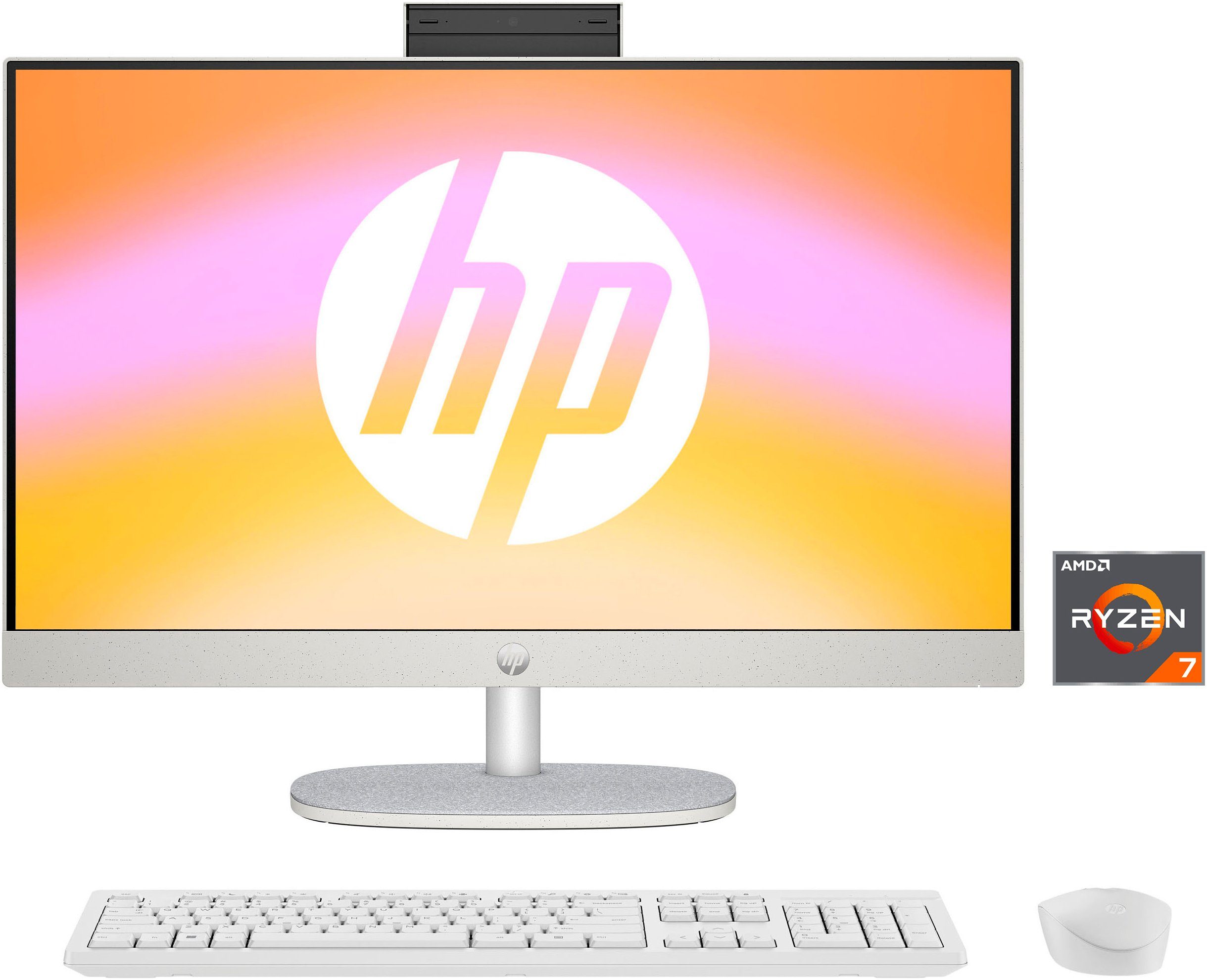 HP 24-cr0231ng All-in-One PC (23,8 Zoll, AMD Ryzen 7 7730U, Radeon Graphics, 16 GB RAM, 512 GB SSD, Luftkühlung)