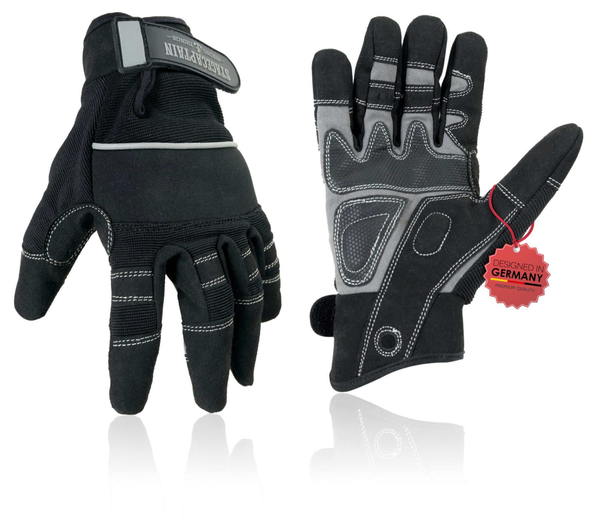 Stagecaptain Arbeitshandschuh-Set Stagecaptain RGL-5F Rigger Handschuhe Größe L (1-St) Innenfläche aus Kunstleder