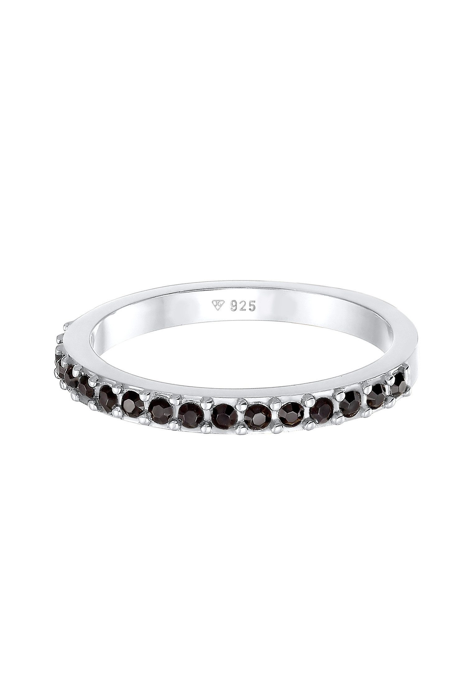 Elli Fingerring Memoire Bandring Schwarz 925 Silber, mit Kristallen von Swa günstig online kaufen