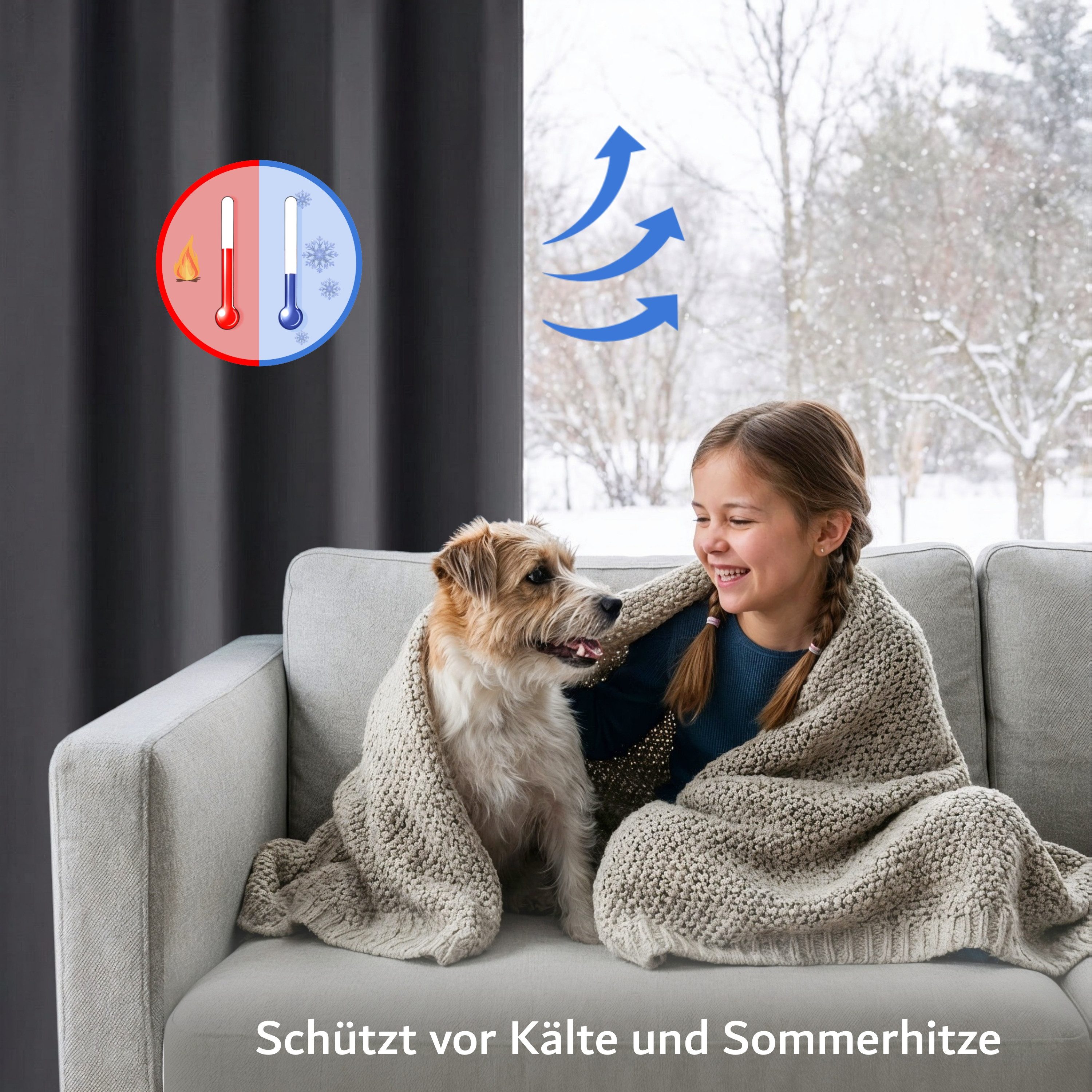 Cozyor Verdunkelungsvorhang 2er-Set inkl. 2 Magnethalter, thermoisolierend, Gardinen blickdicht (2 St), Ösen, verdunkelnd, Mikrofaser Polyester, Gardinen Thermo – Bild 4 von 5