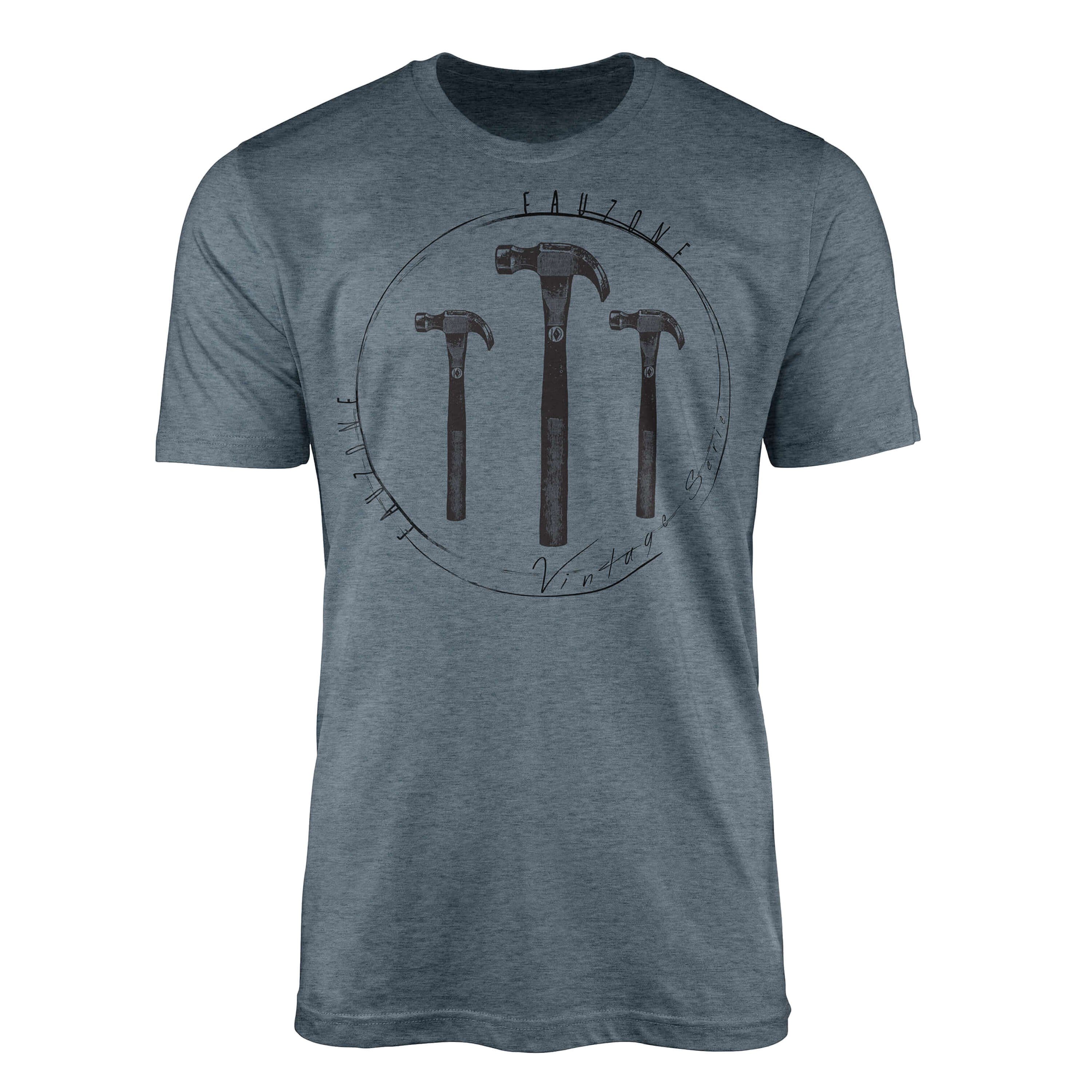 Sinus Art T-Shirt Vintage Herren T-Shirt Hammer Indigo