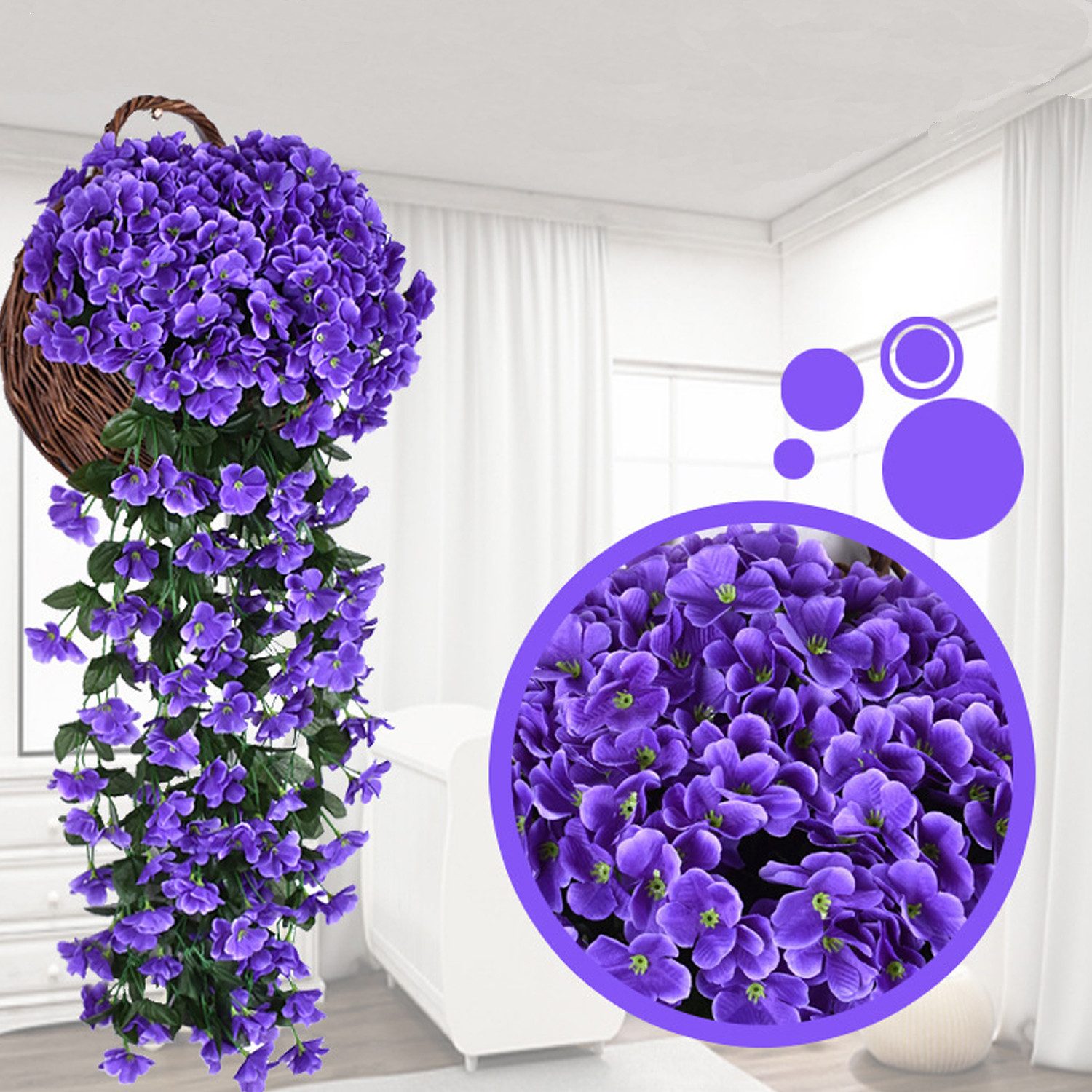 Kunstblumenstrauß Künstlich Hängende Blumen, Kunstblumen Veilchen günstig online kaufen
