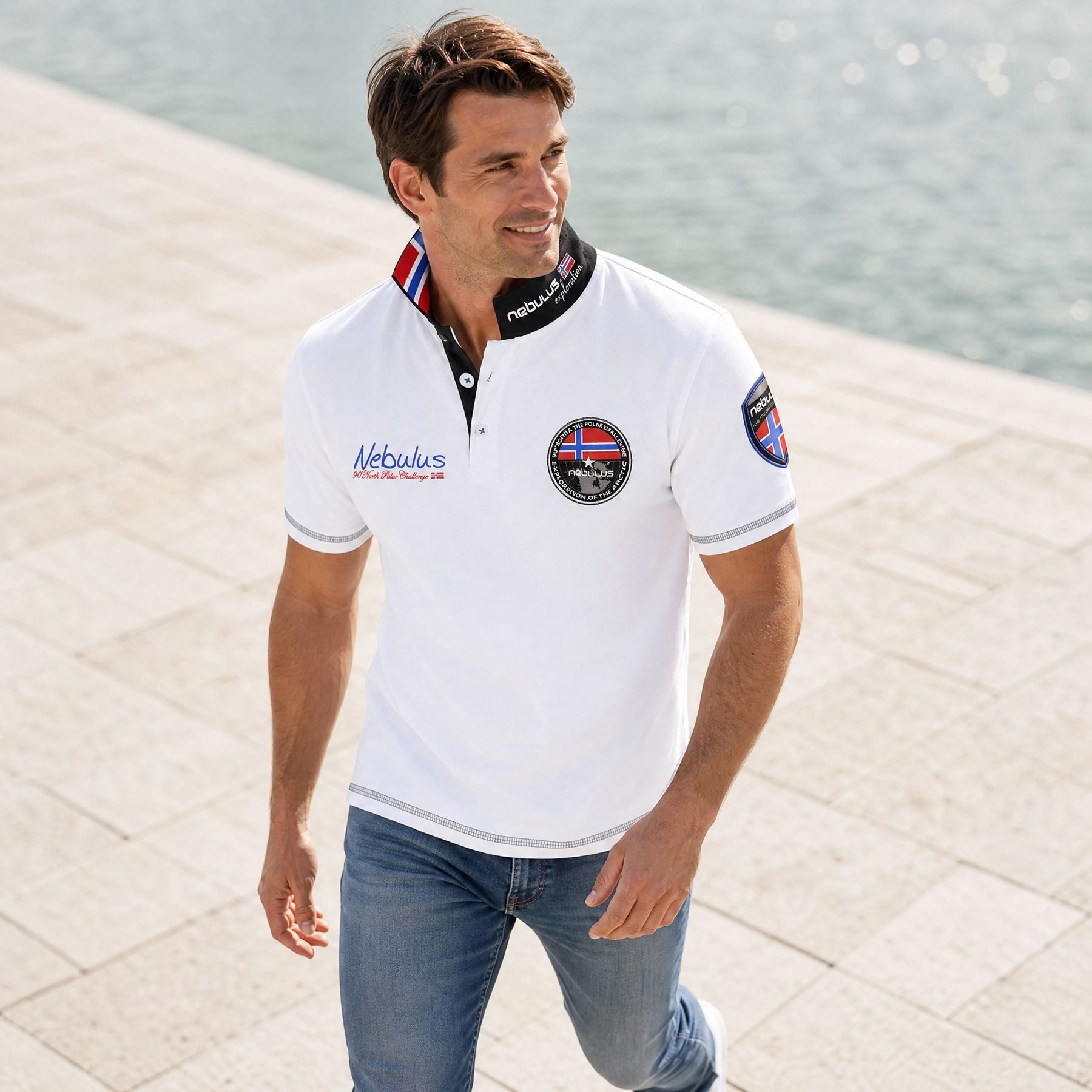 Nebulus Poloshirt BENTER, Q807 - Herren, weiß, XXL
