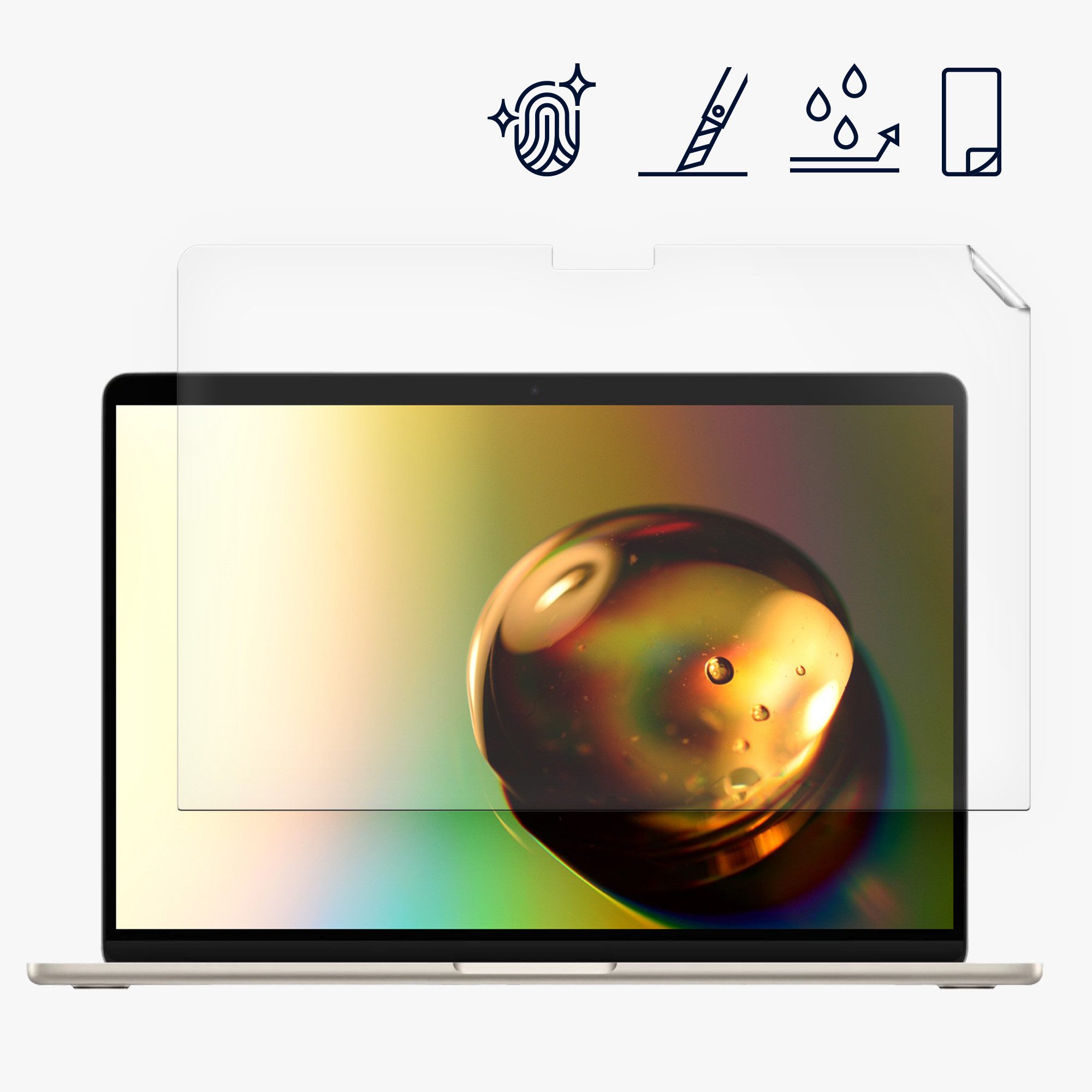 kwmobile Displayschutzfolie Folie matt für Apple Macbook Air 13.6 M3 2024 A3113 / M2 A2681, 1 Stück, Laptop Schutzfolie Displayschutz Anti-Fingerabdruck entspiegelt