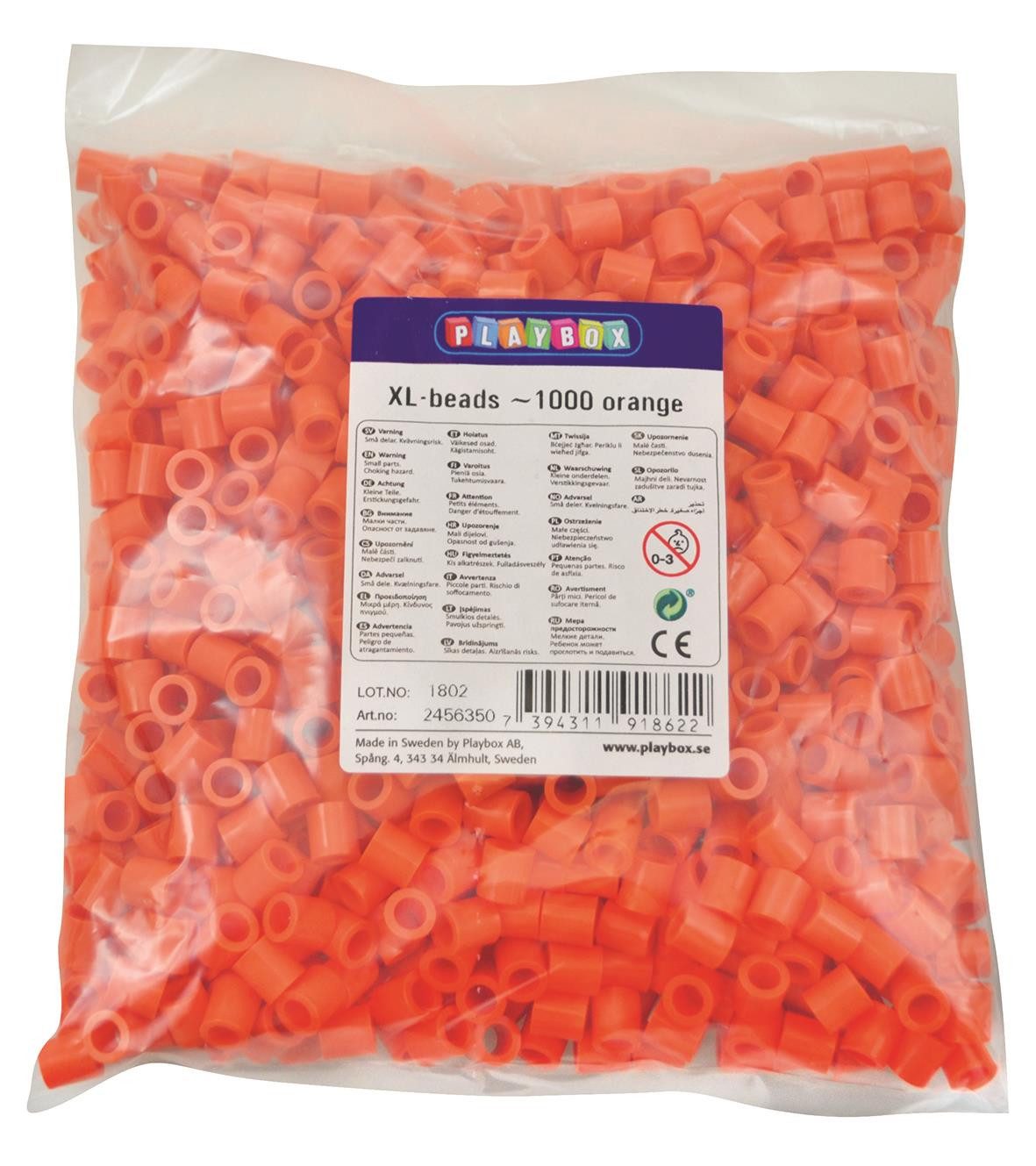 Playbox Bügelperlen Playbox XL-Perlen 1000 Stück orange