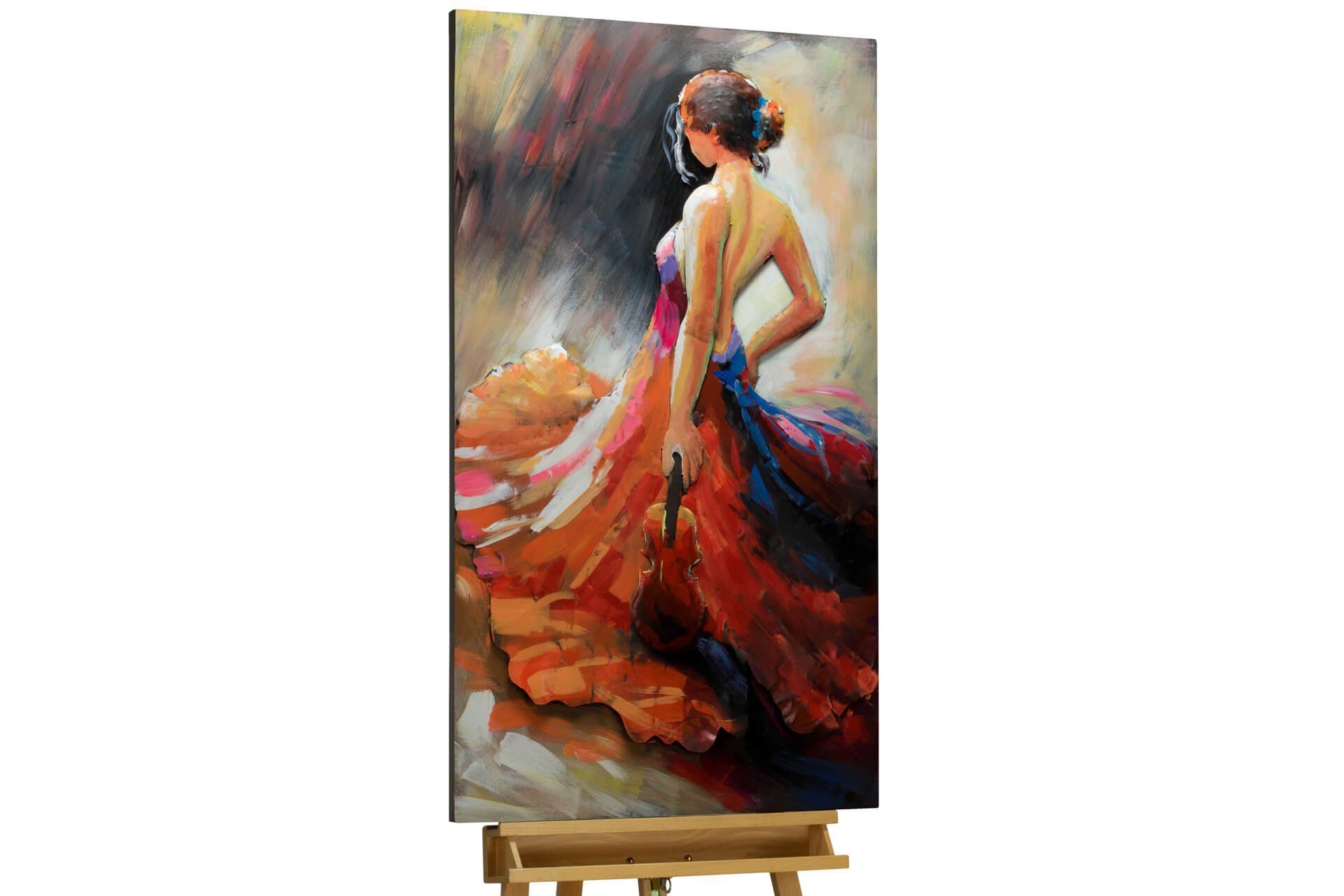 KUNSTLOFT Metallbild Der letzte Tanz 66x114 cm, handgefertiges Wandrelief 3D