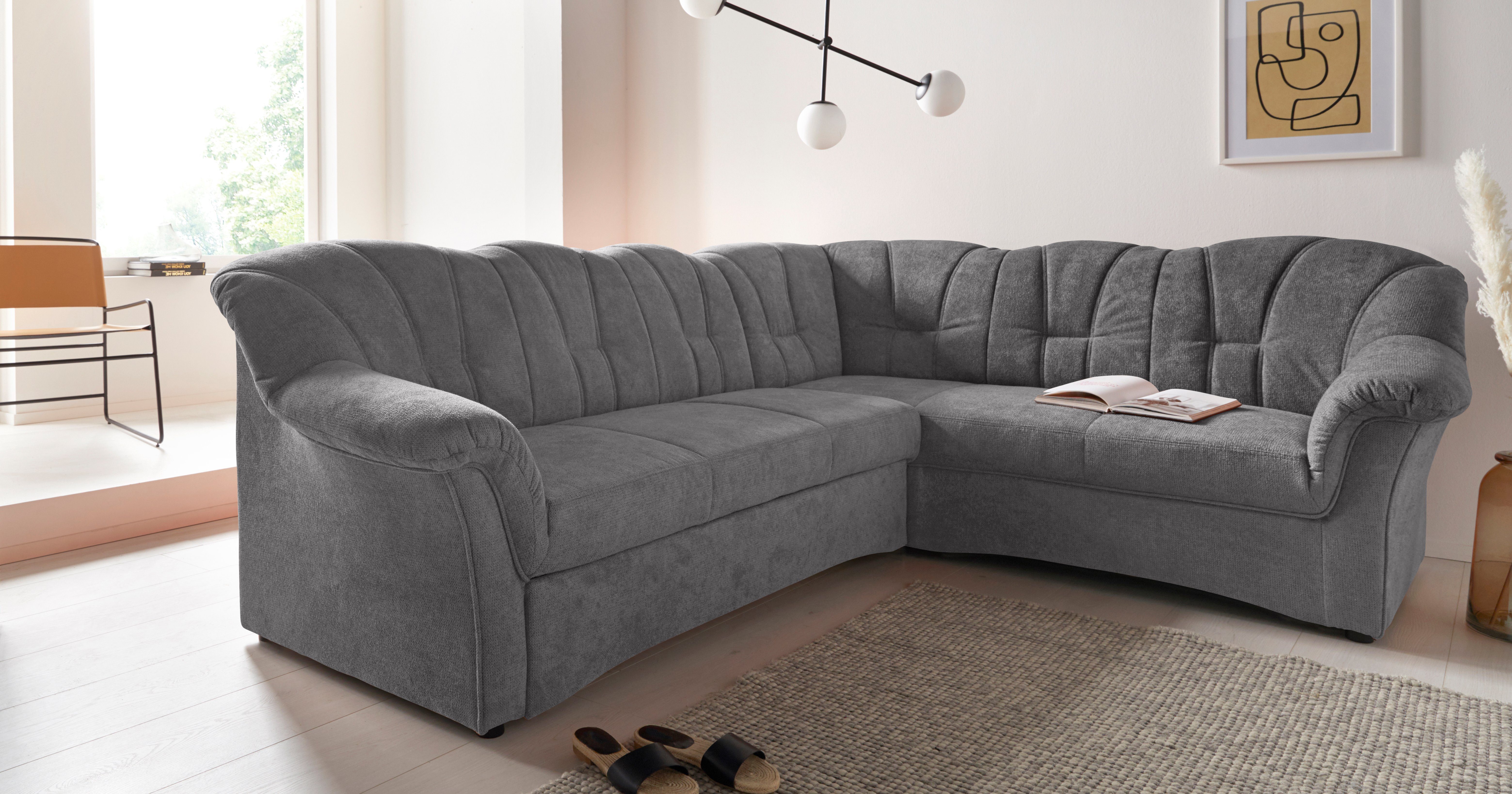 DOMO collection Ecksofa "Modica kompakt und elegant, Breite 244, L-Form" mo günstig online kaufen
