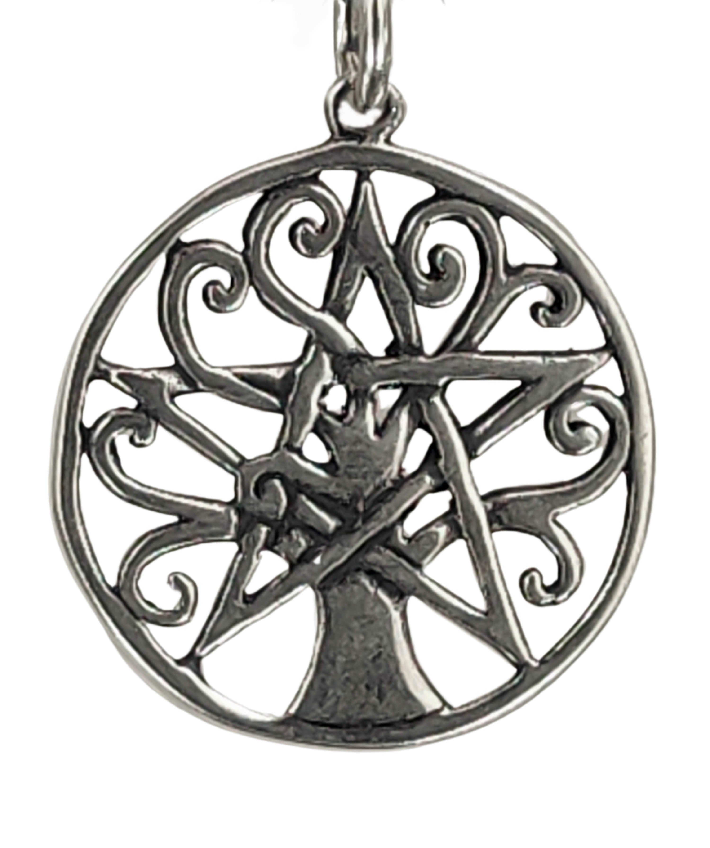 Kettenanhänger Silber Weltenbaum Leather Baum Yggdrasil Kiss Pentagramm Lebensbaum of Anhänger