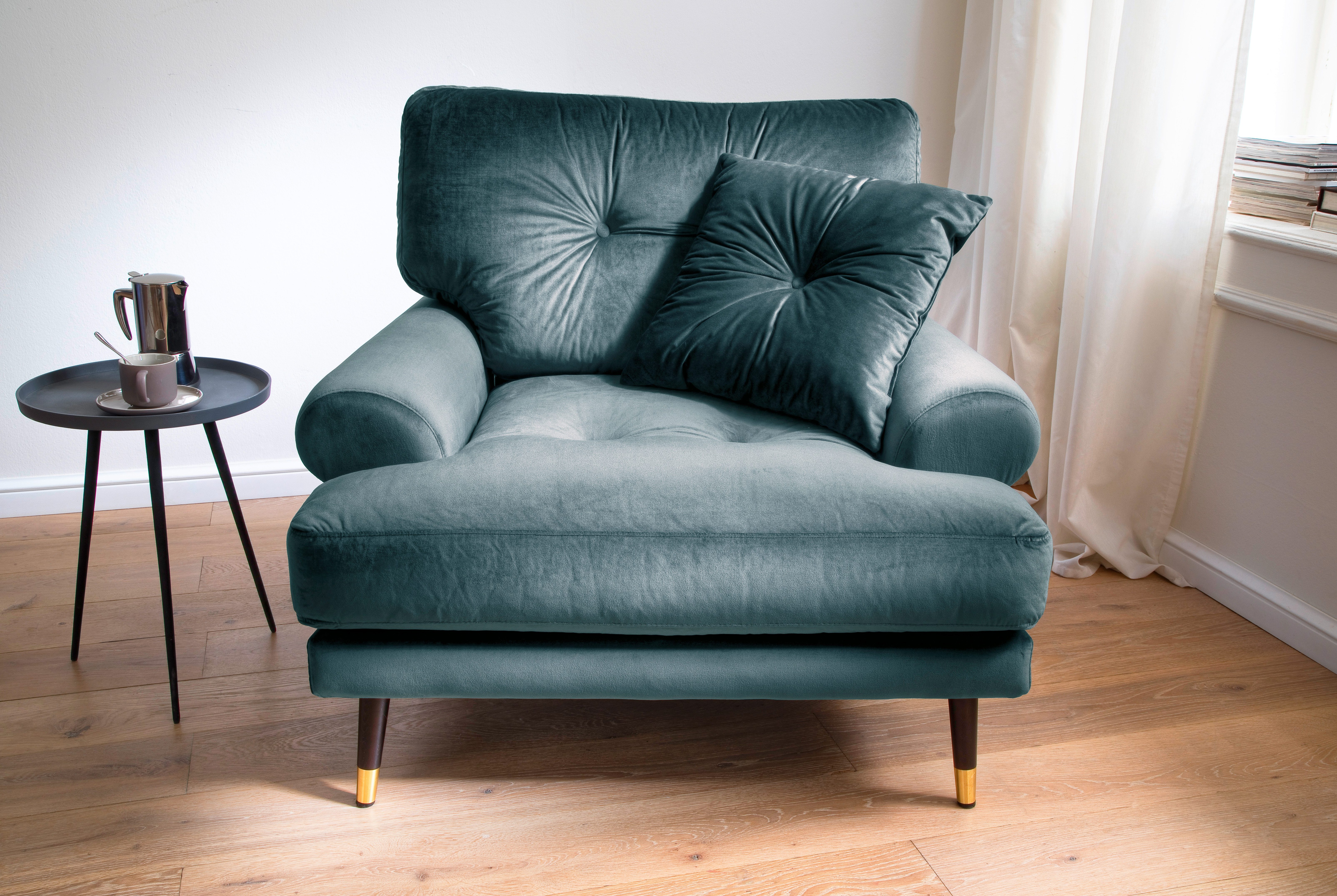 OTTO home Loungesessel TOKIO, in Microfaser mit hochwertigem Holz/Metallfuß – Bild 4 von 5