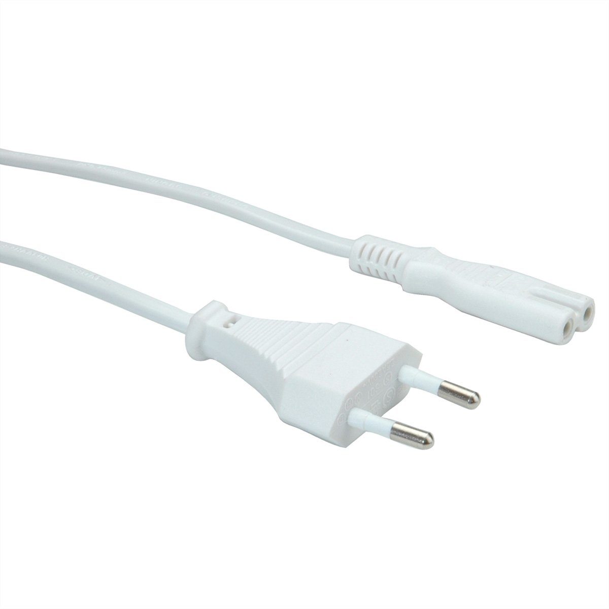 VALUE Netzkabel Euro-Flachstecker auf C7, 2polig Stromkabel, Eurostecker, 2,5A, CEE 7/16, Typ-C Männlich (Stecker), IEC320 C7, Rasierer, 2,5A Weiblich (Buchse) (180.0 cm)