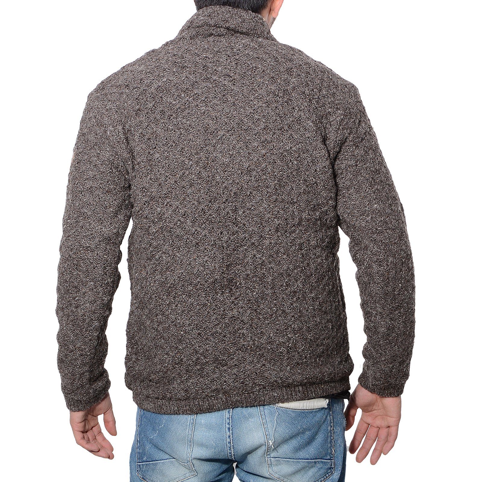 KUNST UND MAGIE Sweatshirt Herren Strickpullover Wollpullover+Schalkragen warmes Fleecefutter