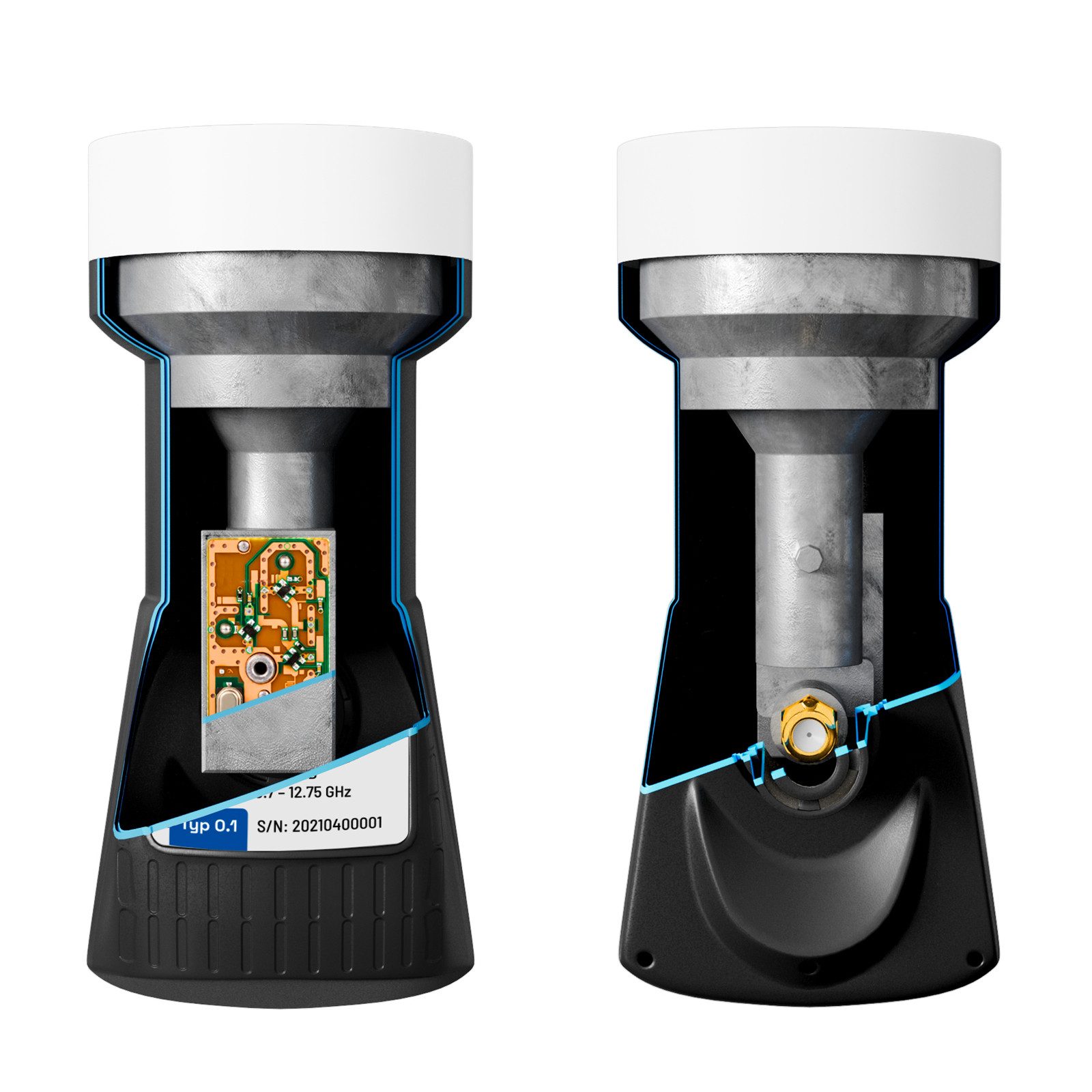 HB-DIGITAL LNB Single für 1 Teilnehmer Signalumsetzer UHD 101S schwarz Universal-Single-LNB (für 1 Teilnehmer, Die vergoldeten F-Anschlüsse für noch bessere Signalübertragung)