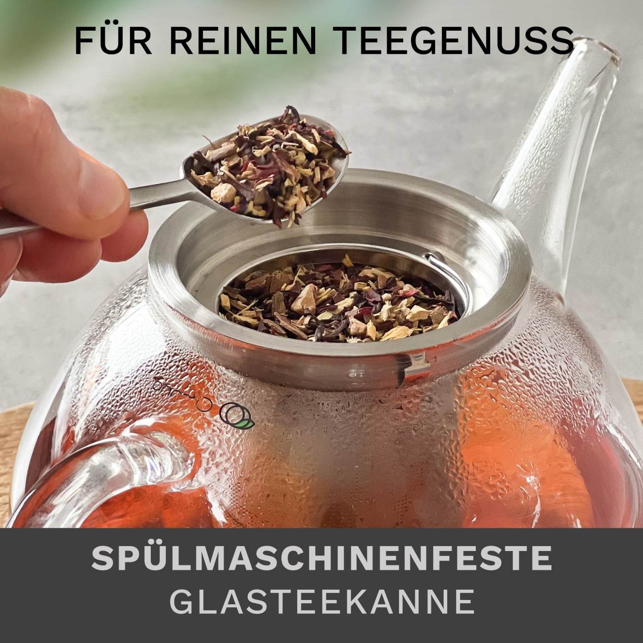 Creano Teekanne Teekanne “flach” 0,8 Liter, 0,8 l, (1er-Set, 2-St., Teekanne & Deckel), tropffrei