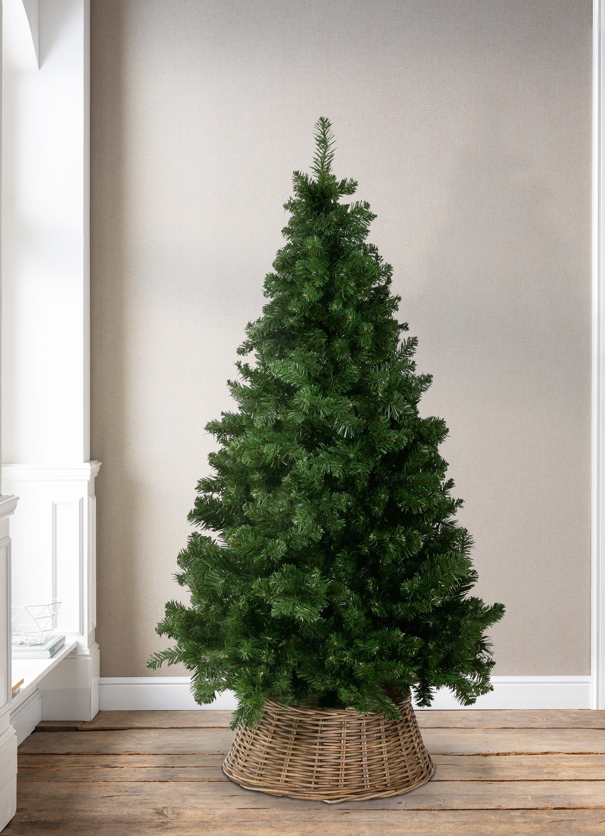 mit 117 Christbaum, cm, künstlicher Höhe Stil 210 Dehner Tanne Künstlicher hochwertiger Weihnachtsbaum Aron Pinie Ständer, cm, Ø