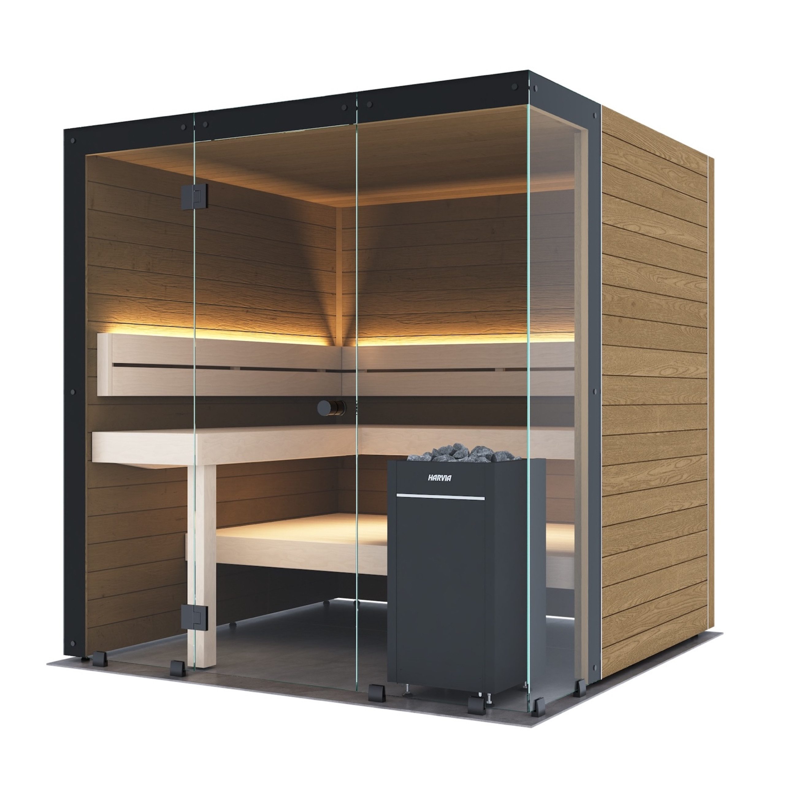 HARVIA Sauna Harvia Block Right Large Saunakabine Design-Sauna aus Thermo-Erle