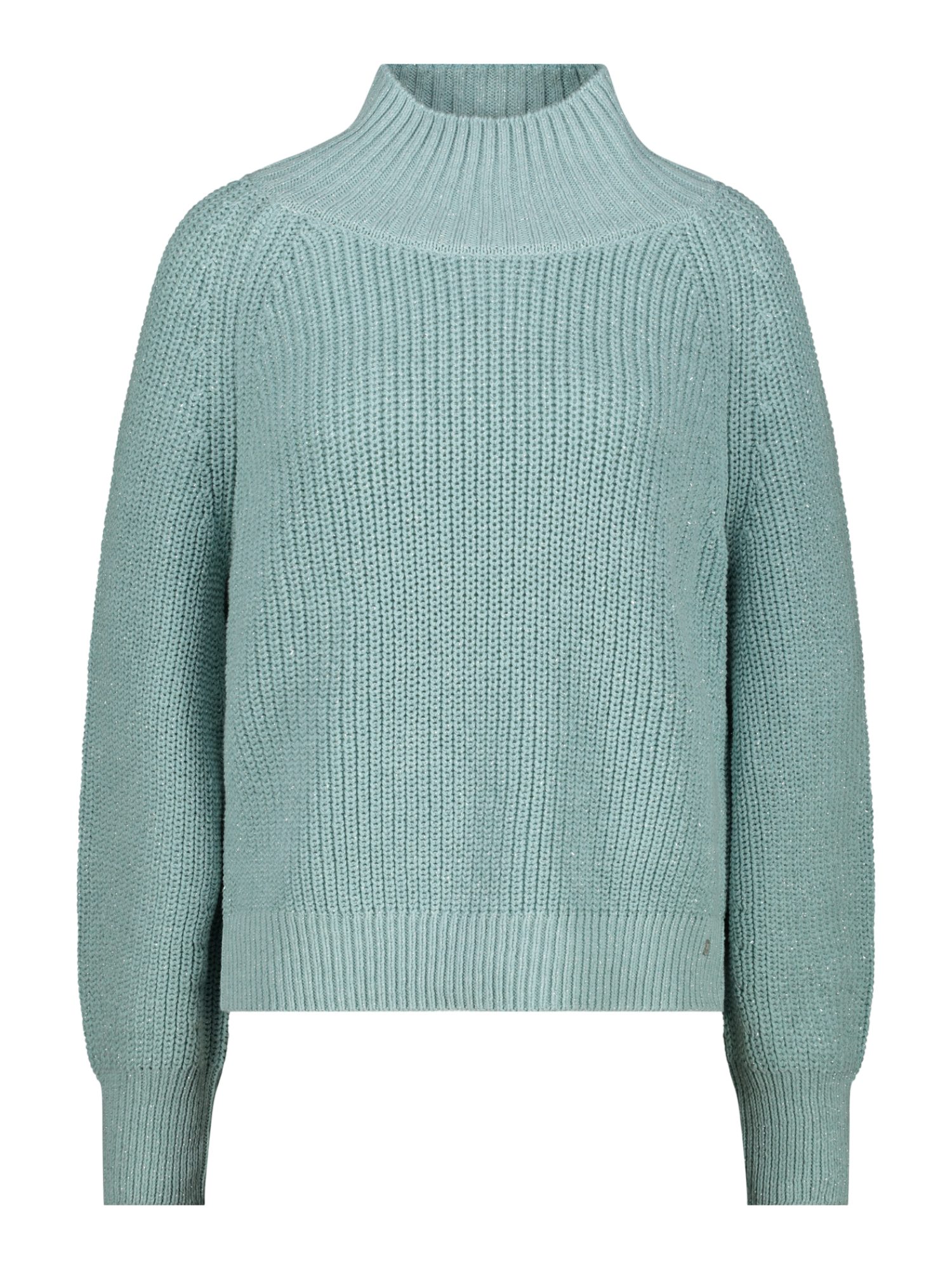 Monari Strickpullover grün,Casual,Baumwolle,Unifarben,Stehkragen,Lang,Regular Fit