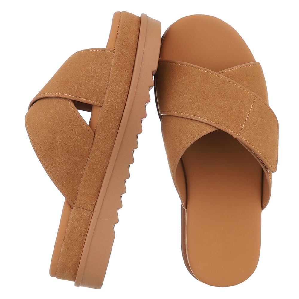 Ital-Design Bequeme Damen-Sandalen mit Klettverschluss in Beige Plateausand günstig online kaufen