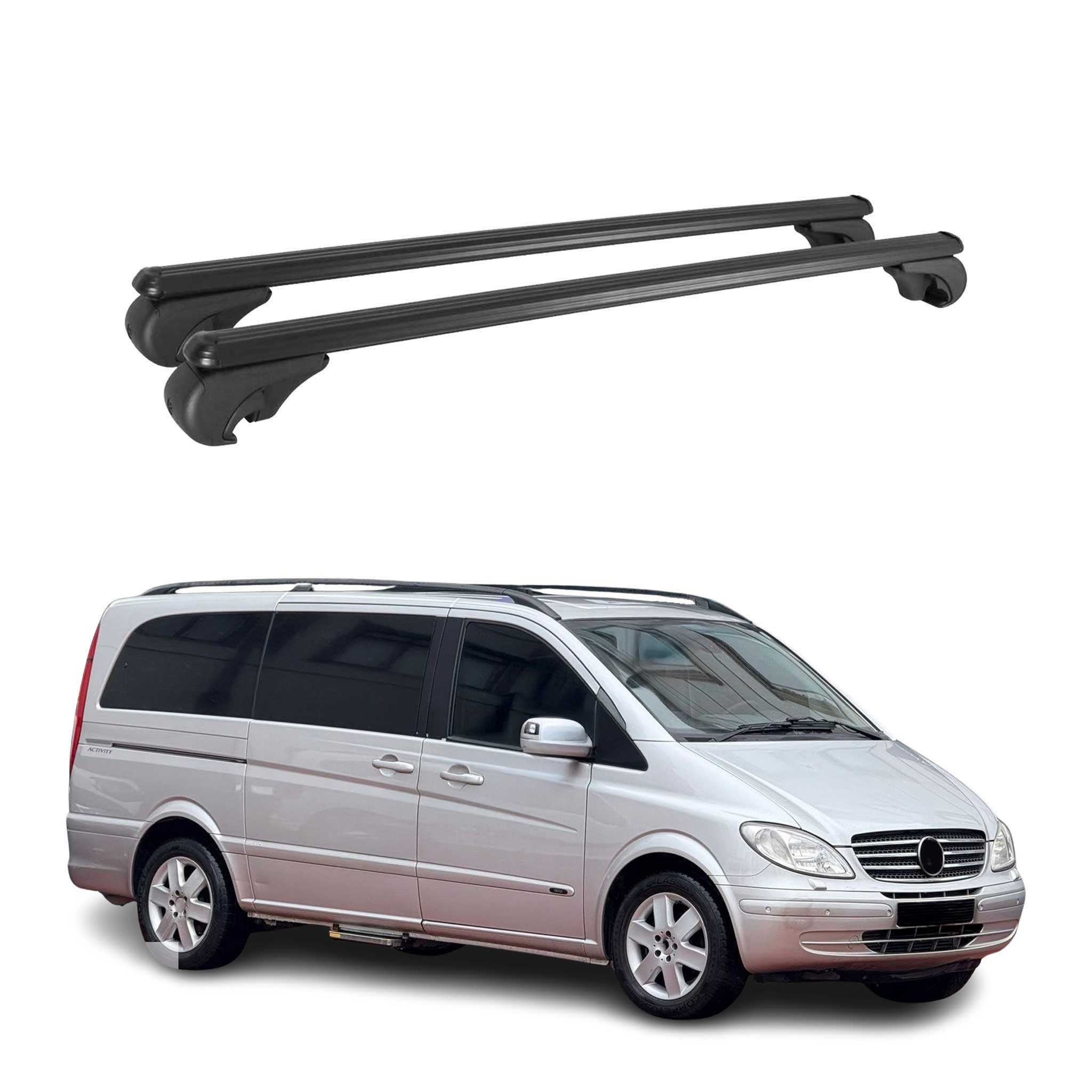 OMAC Dachträger für Mercedes Viano Vito W639 2003-2014 Gepäckträger Alu Schwarz 2x (2-St), Wasserbeständig,Abnehmbar,Multifunktional,Leichtgewichtig