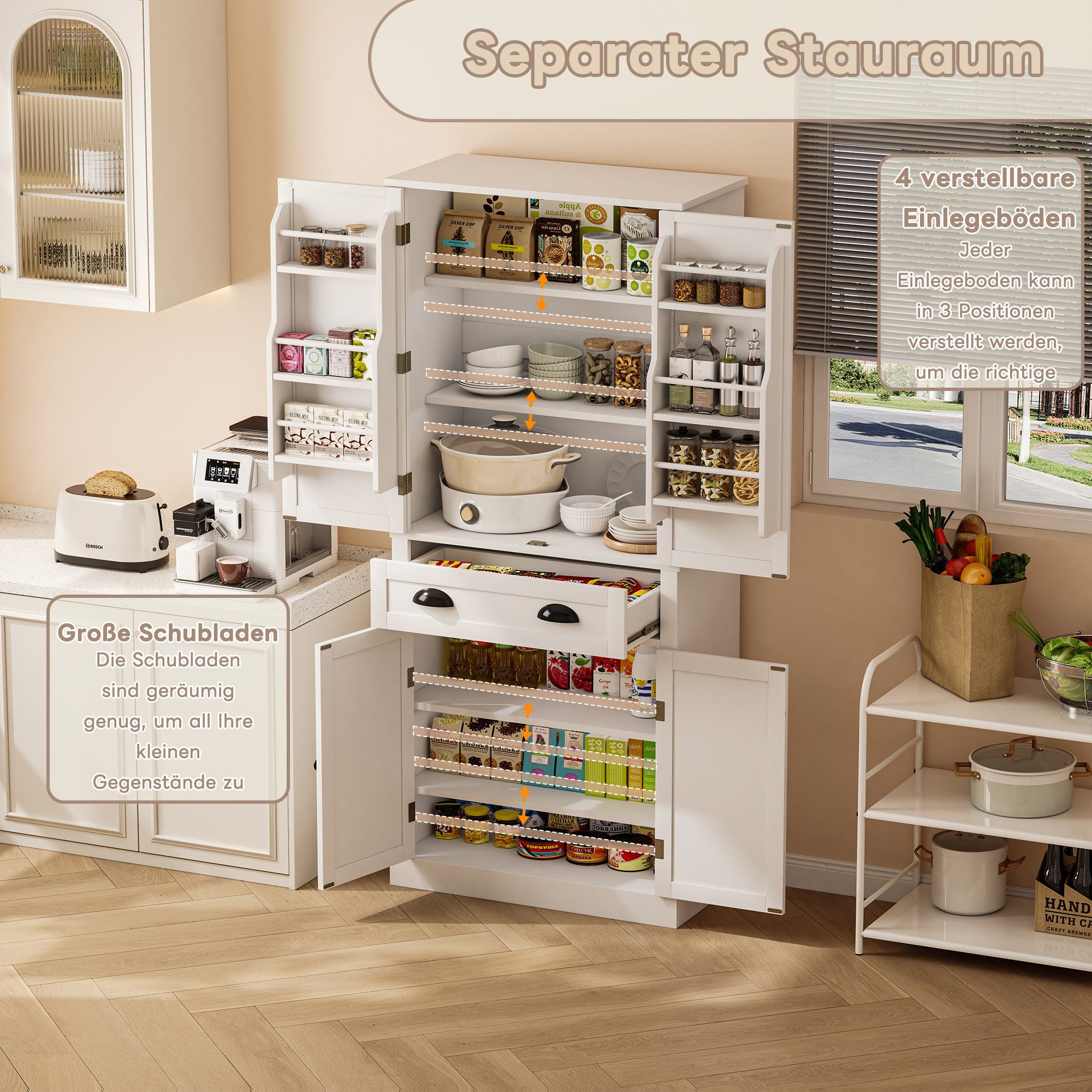 MC Star Mehrzweckschrank 182 cm Aufbewahrungsschrank, 4 Türen und 1 Schubla günstig online kaufen