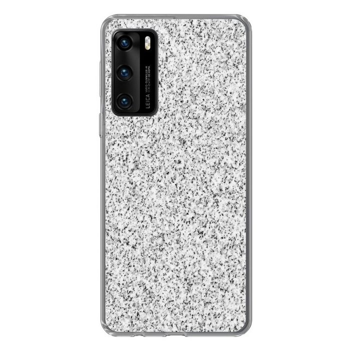 MuchoWow Handyhülle Granit - Schwarz - Weiß - Gemustert - Grau Handyhülle Huawei P40 Handy Case Silikon Bumper Case