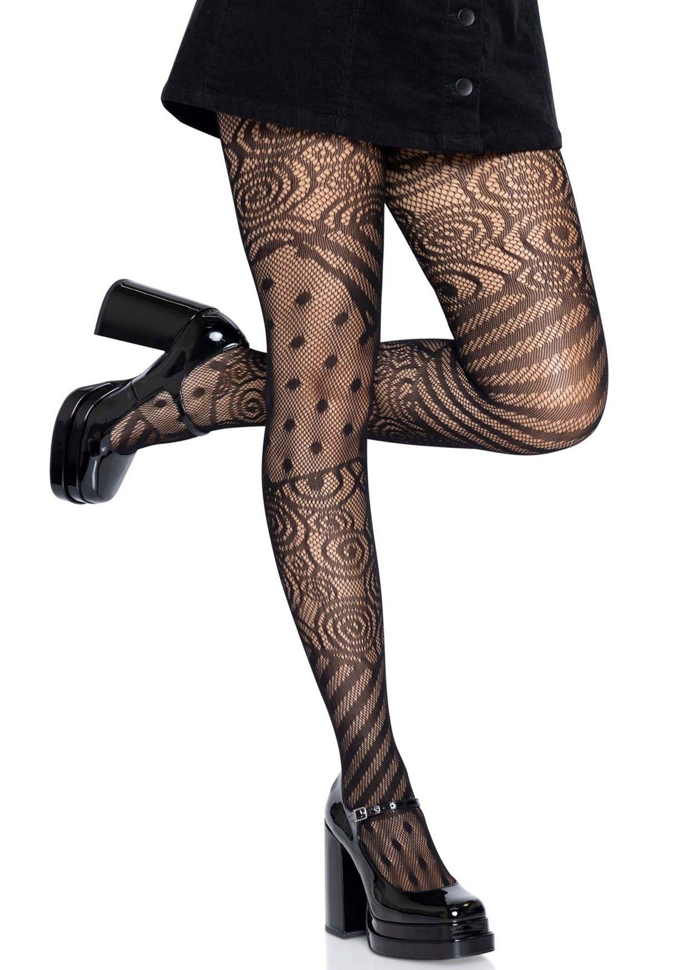 Leg Avenue Ouvert Strumpfhose Netz-Strumpfhose mit verschiedenen Mustern - schwarz (1 St) elastischer Netz-Stoff