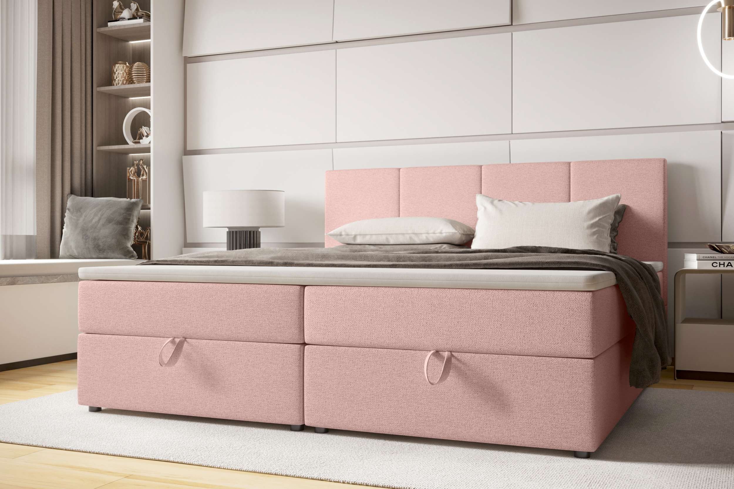 99rooms Boxspringbett Alvaro (Schlafzimmerbett, Bett), 140/160/180x 200 cm, mit Topper, Bonellfederkern, Kopfteil gepolstert
